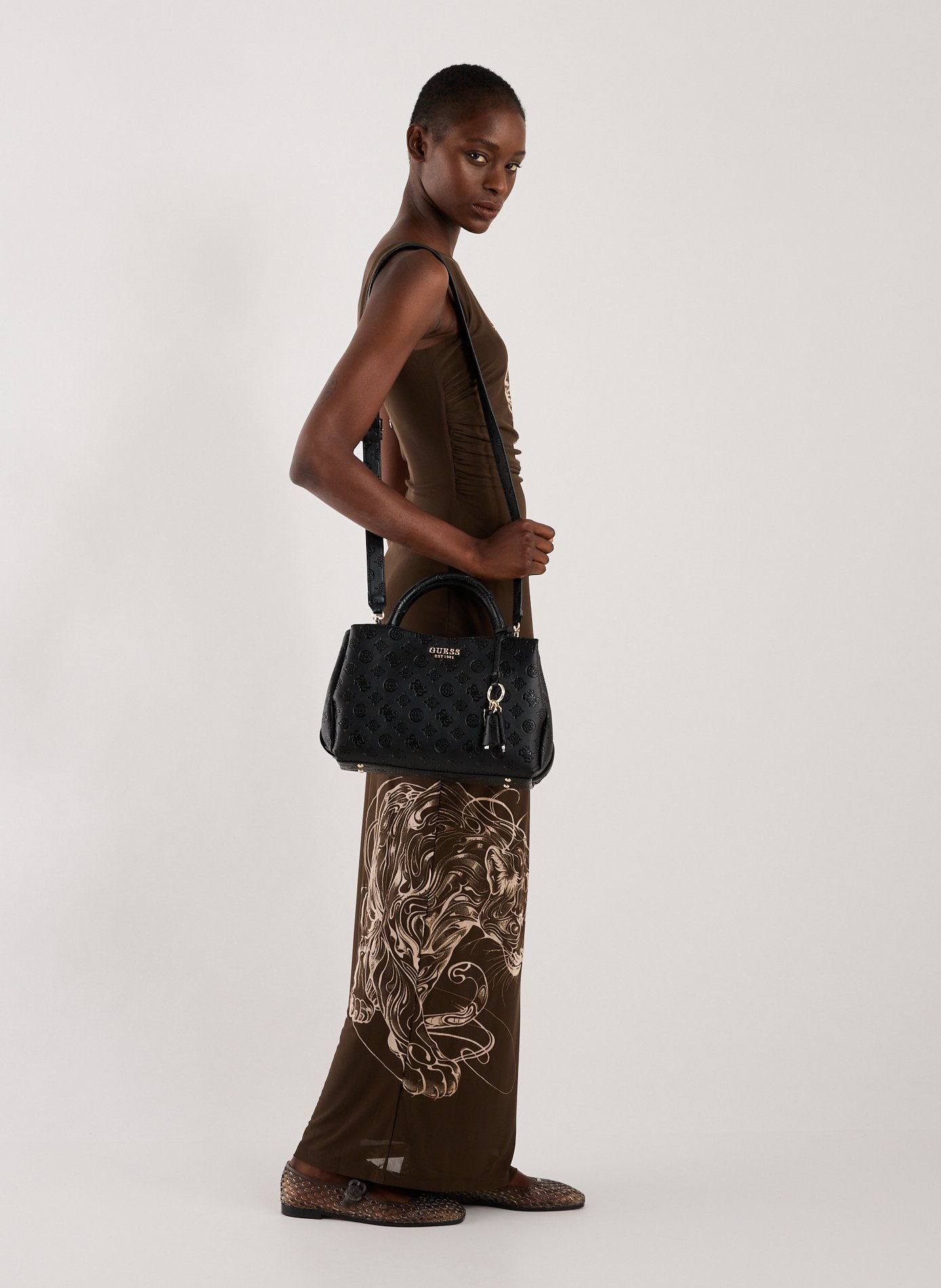 Sac à main à logo GUESS Noir