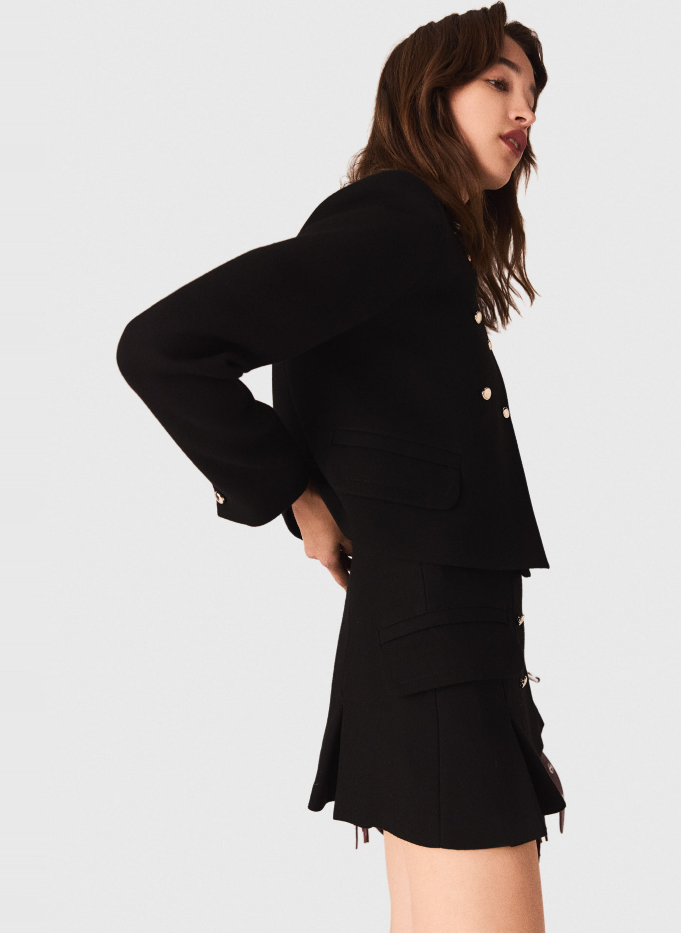 Veste tailleur courte boutonnée unie MAJE Noir