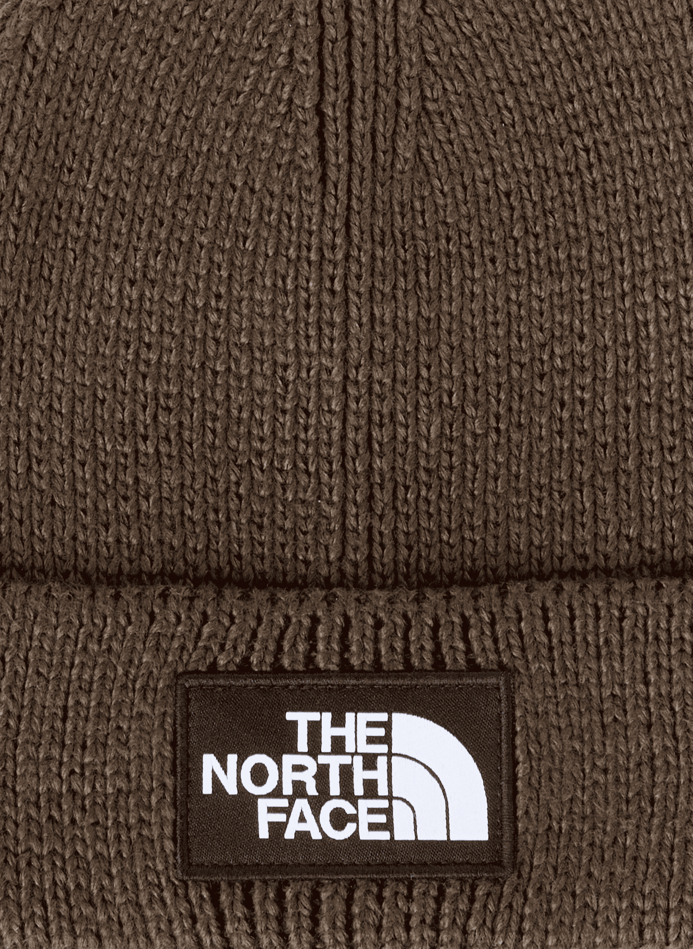 Embroidered ribbed beanie THE NORTH FACE Brown