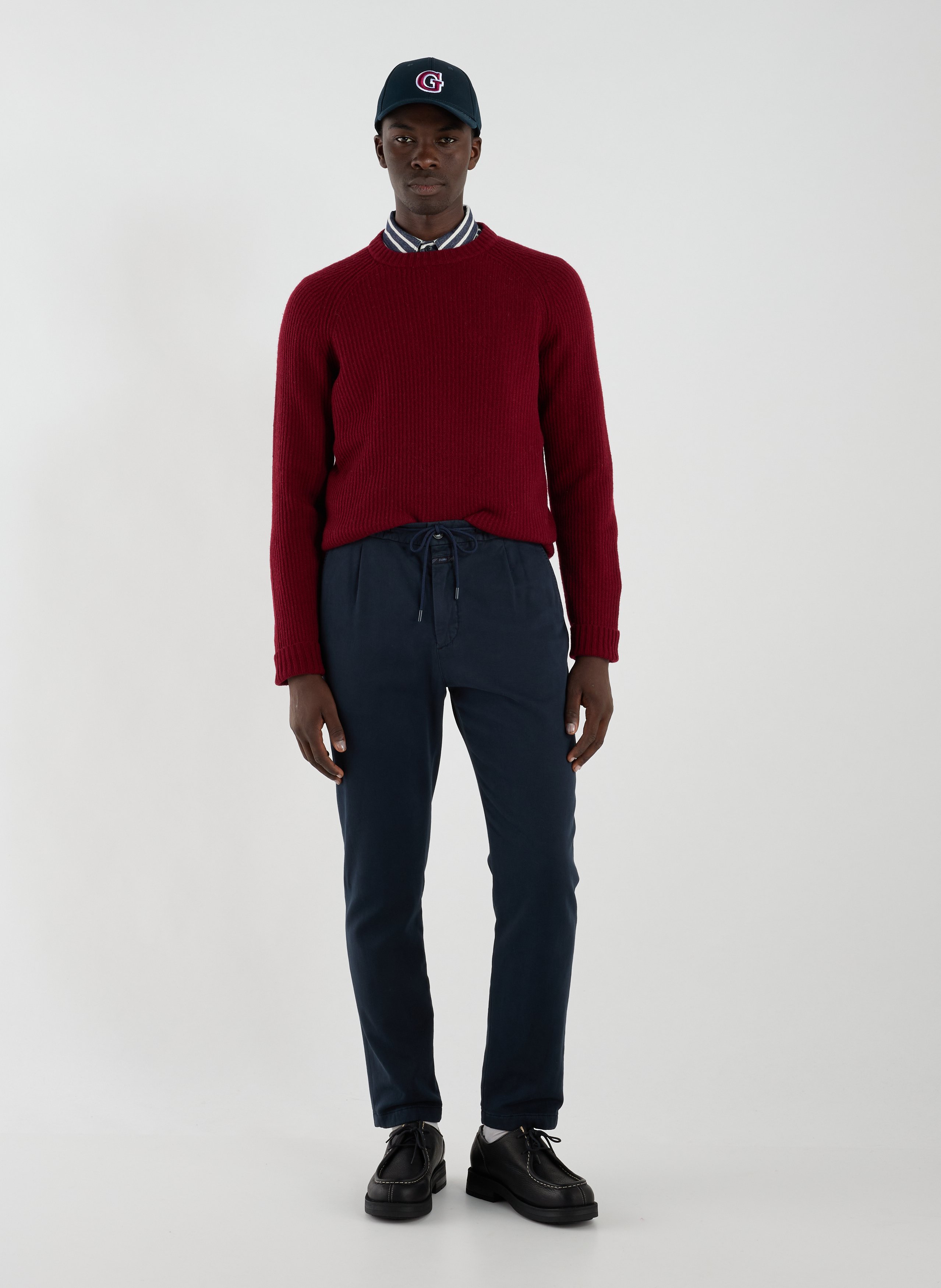 Straight ribbed knit cotton blend sweater TIMBERLAND Red