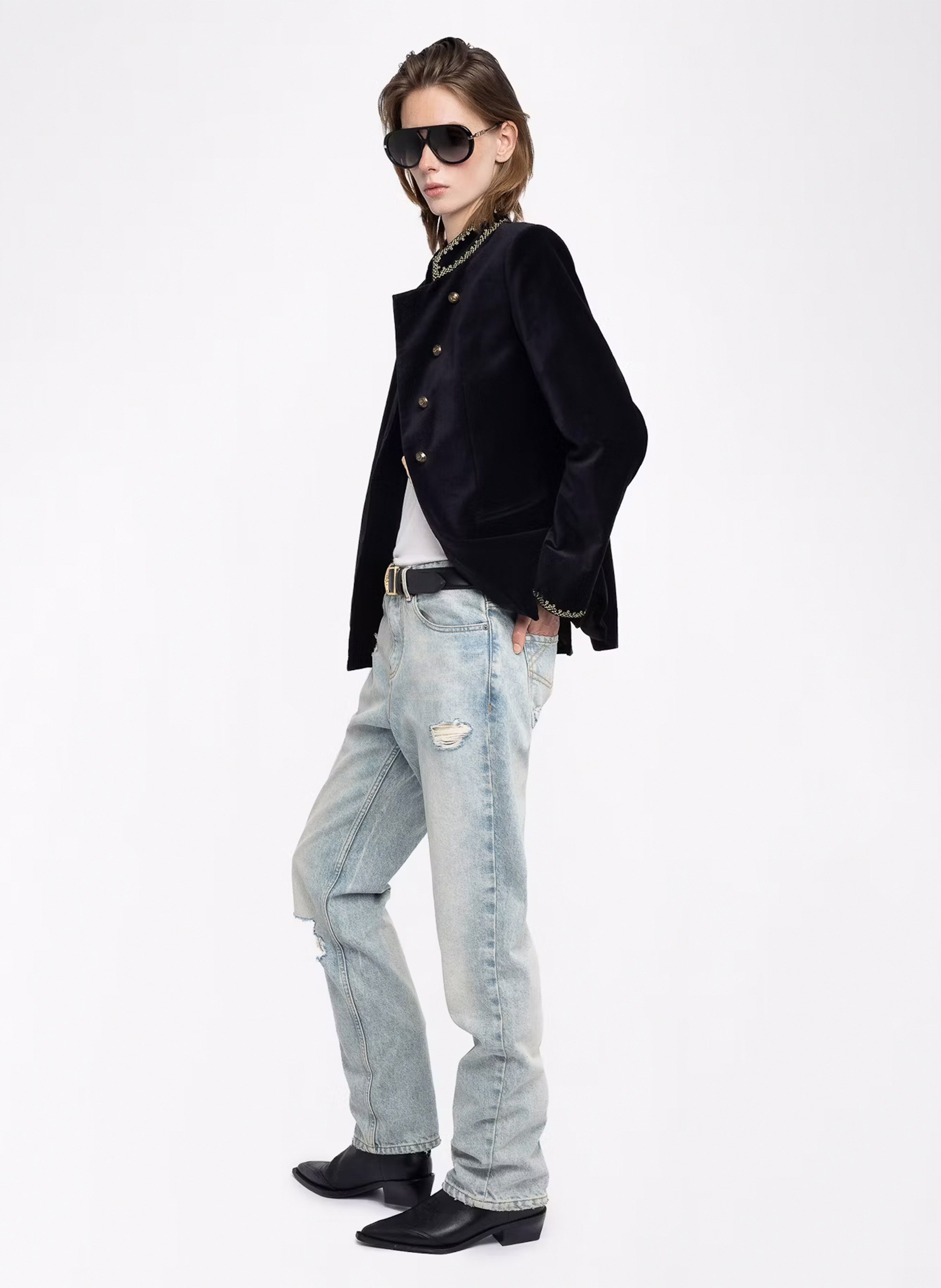 Blazer droit col officier en coton verysa ZADIG&VOLTAIRE Noir