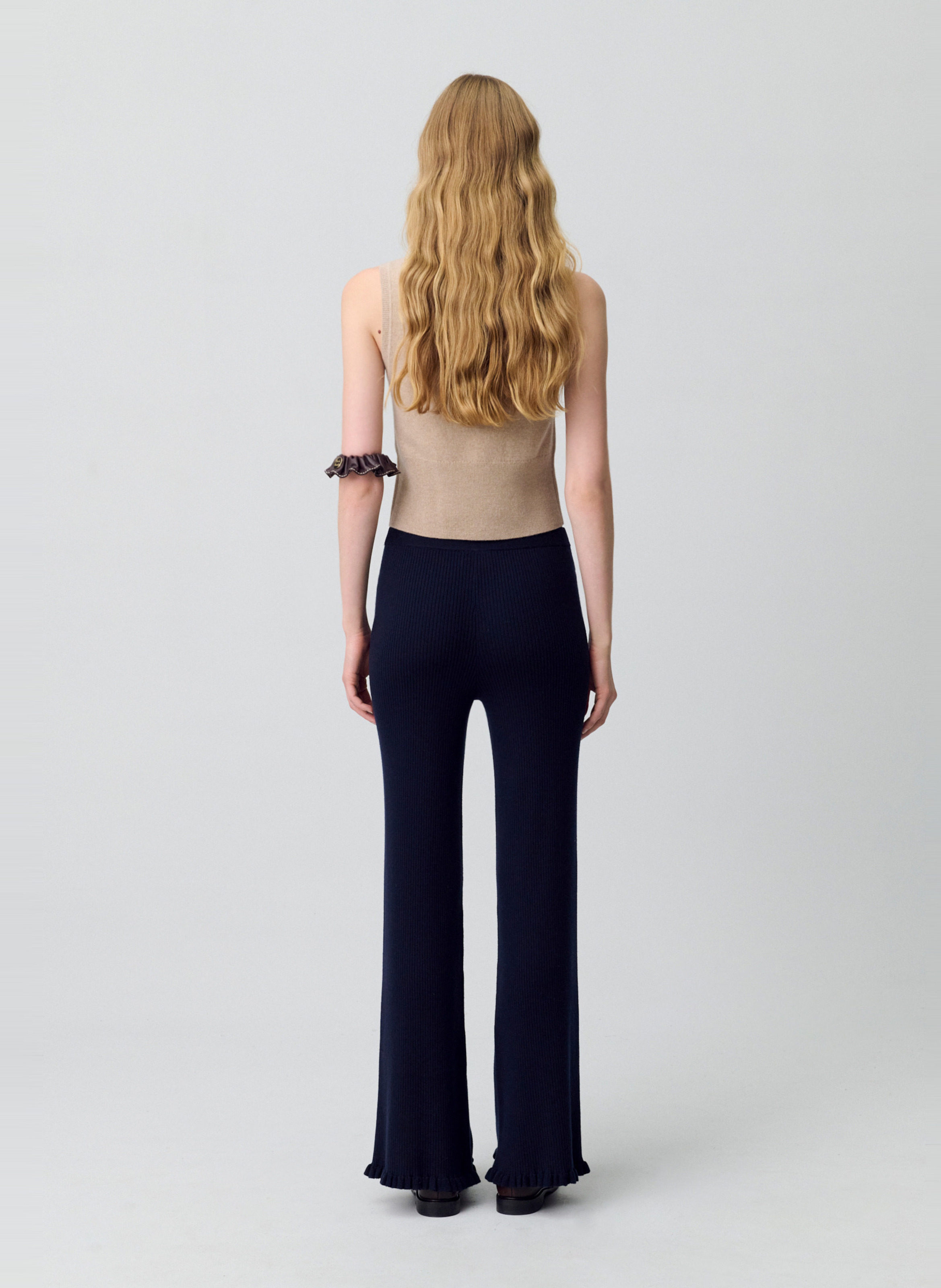 Pantalon flare en maille malona CLAUDIE PIERLOT Bleu