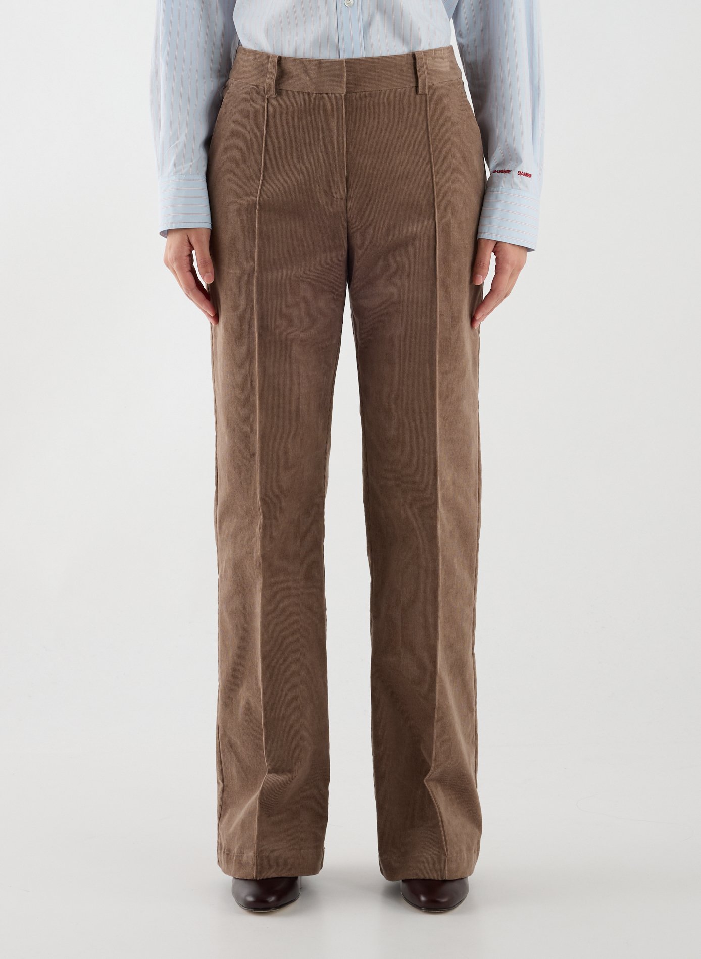 Flared corduroy cotton pants SAMSOE SAMSOE Brown