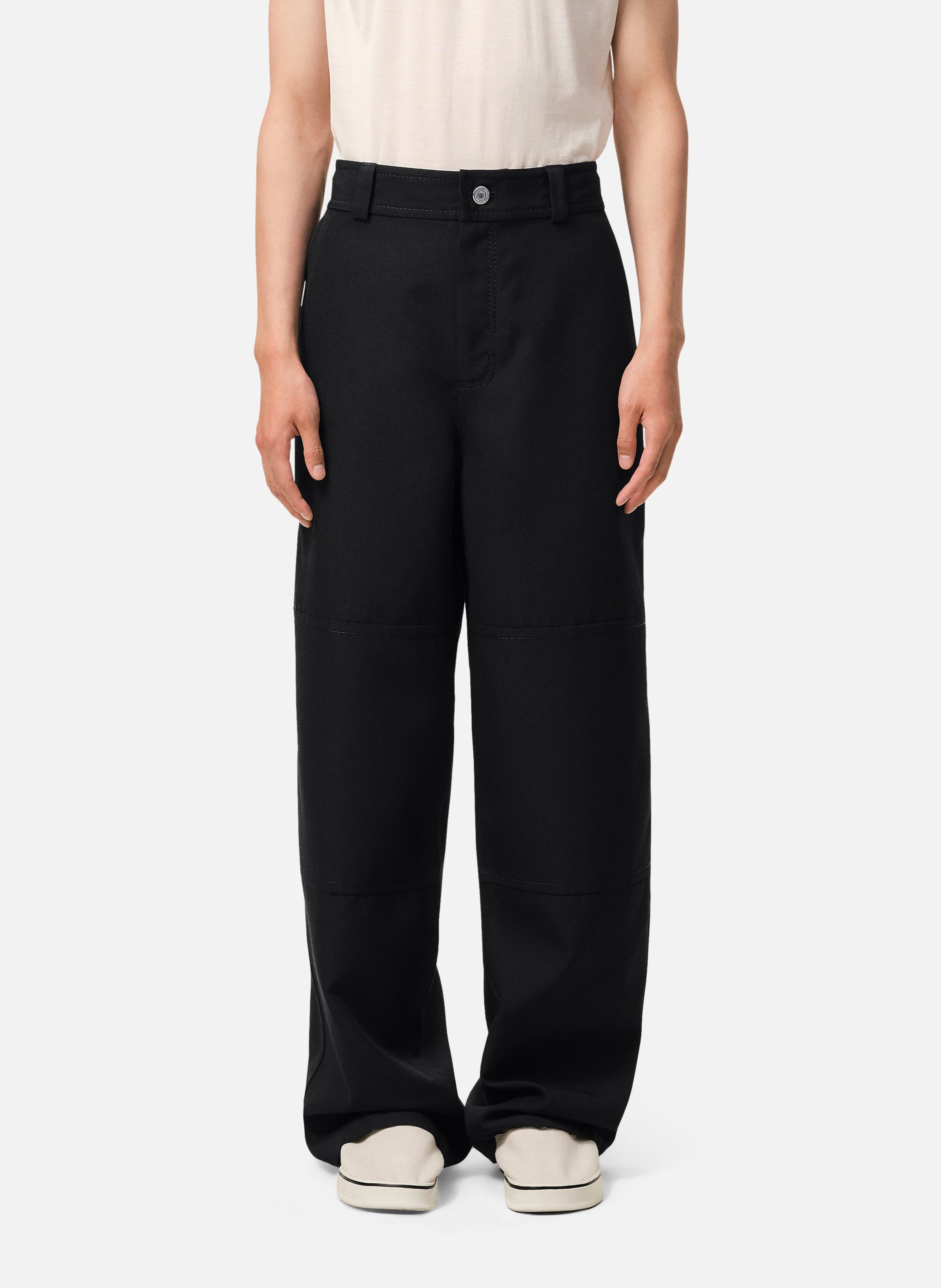 Pantalon worker en laine vierge AMI PARIS Noir