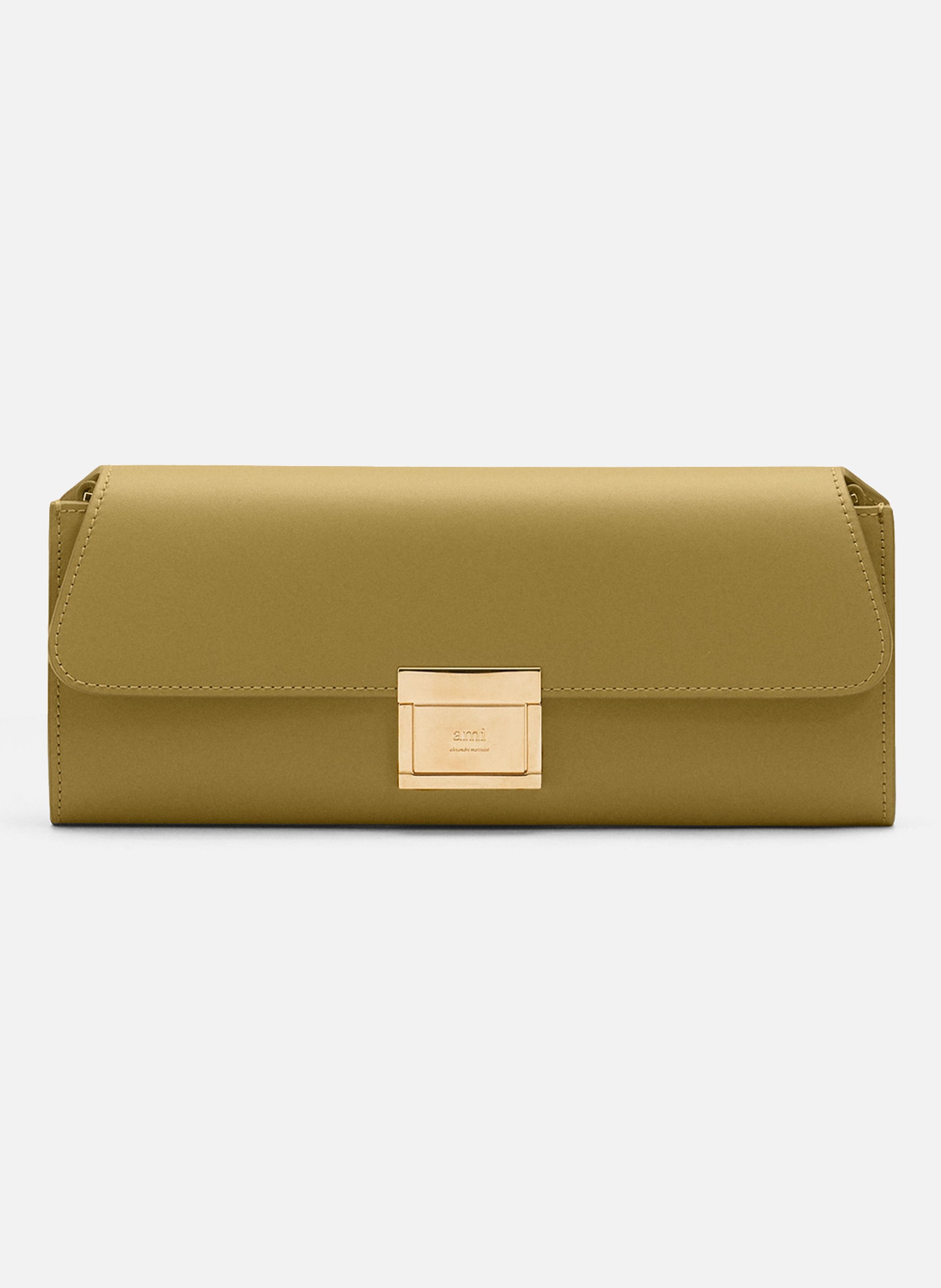 Pochette mimi en cuir lisse unisexe AMI PARIS Vert