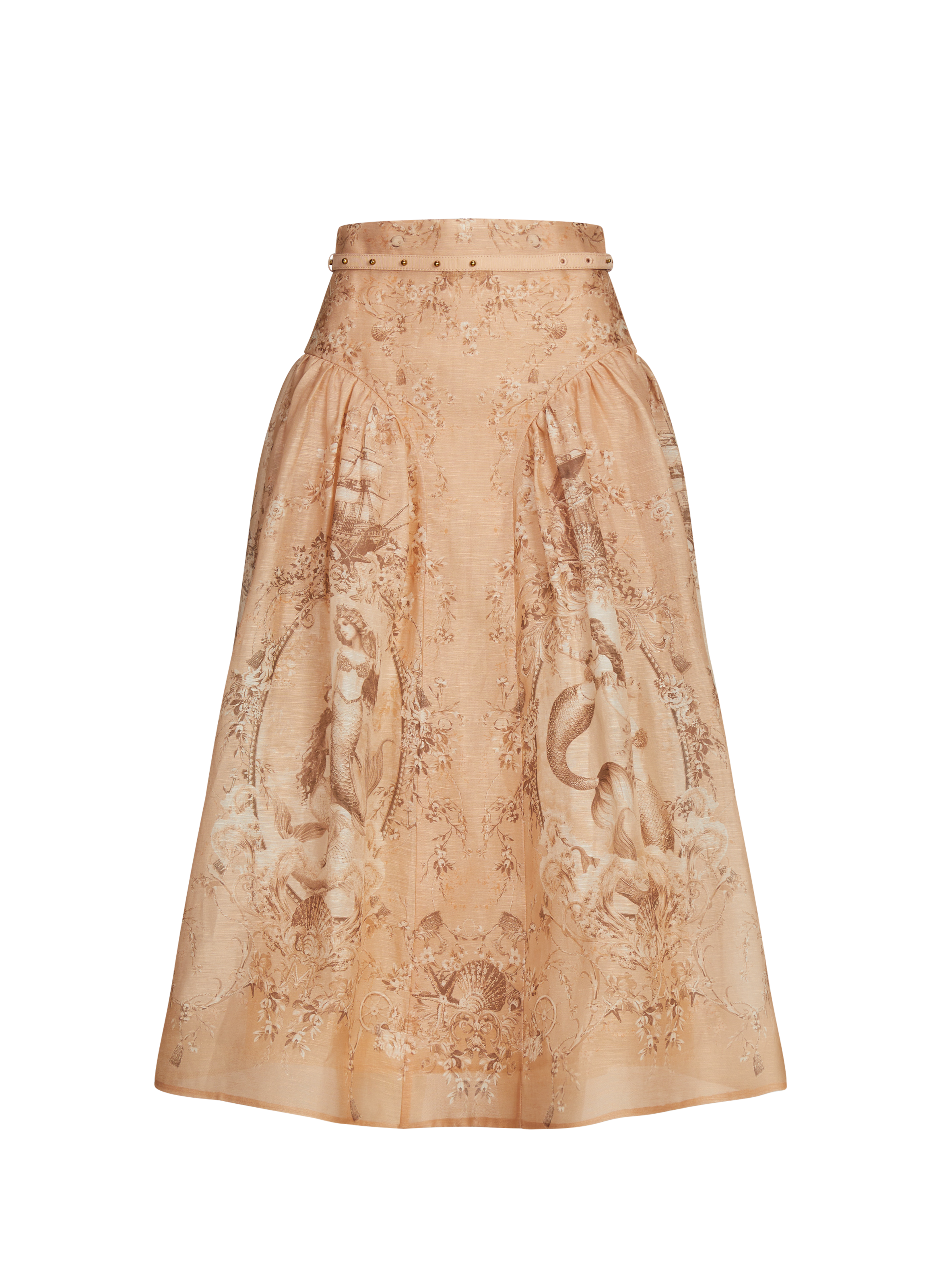 ZIMMERMANN Jupe midi à motif en lin et soie Multicolore