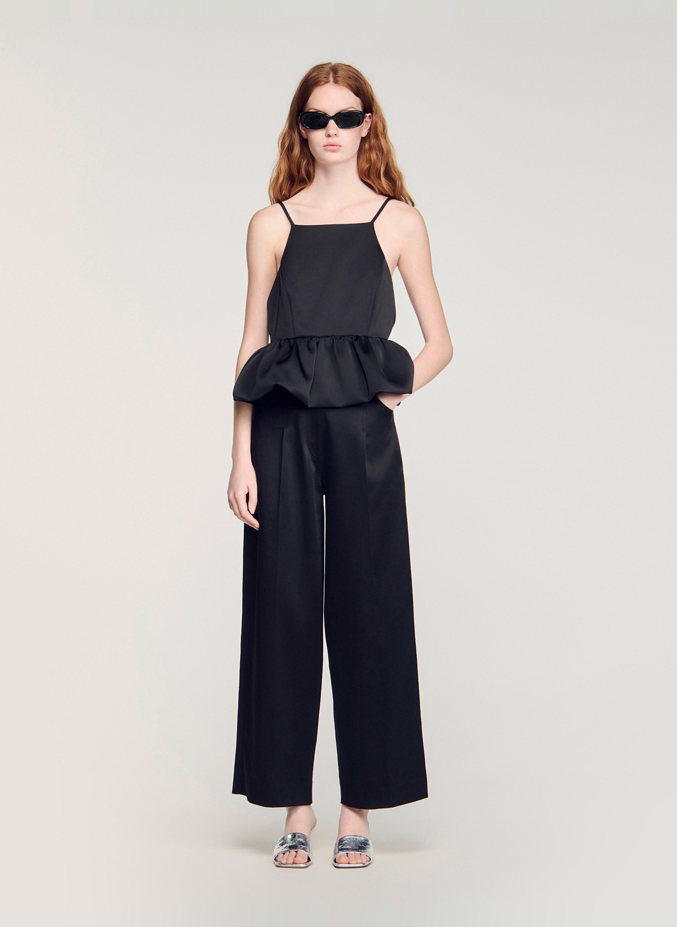 Top col carré SANDRO Noir