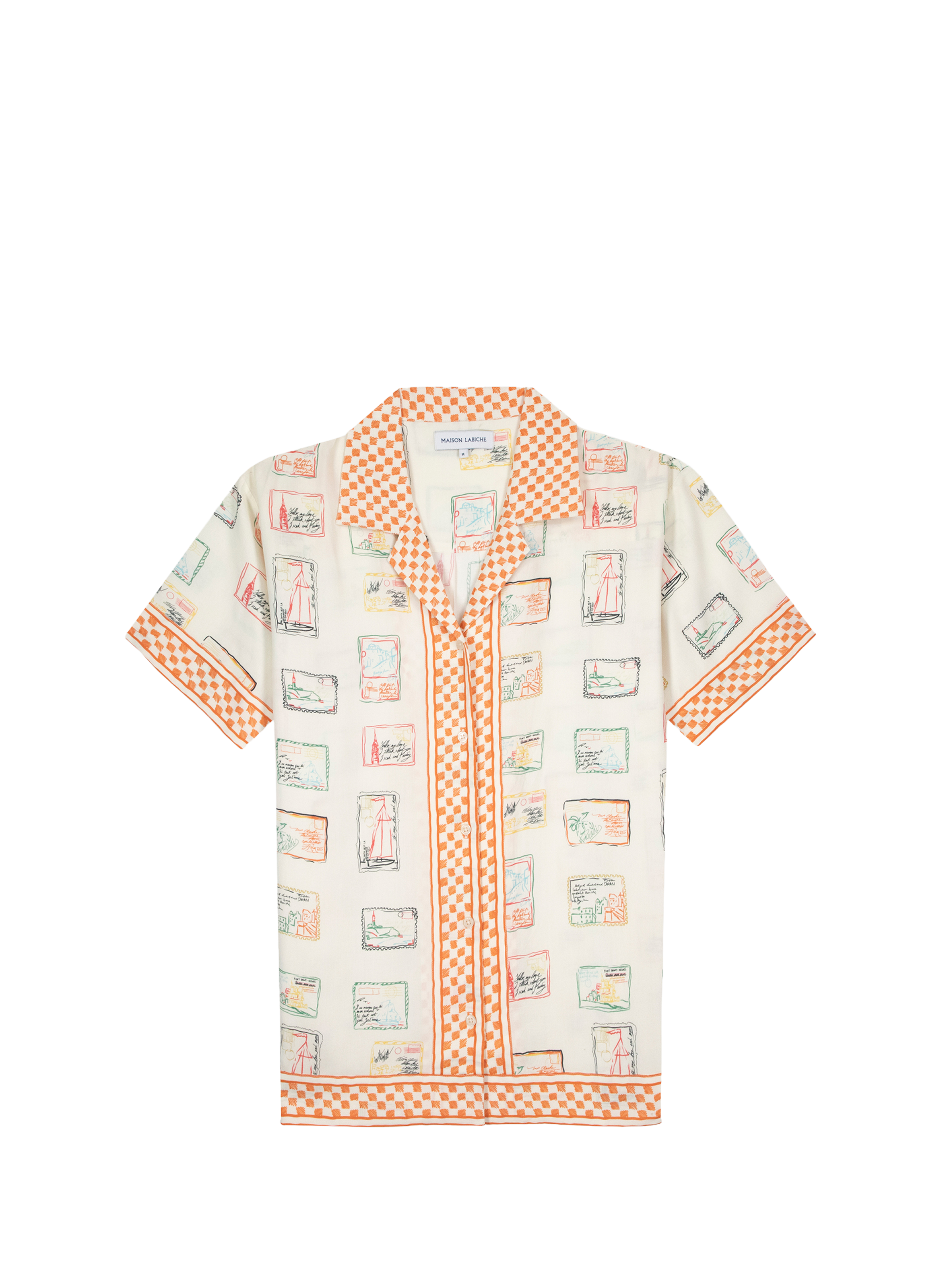 Postcard print cotton shirt MAISON LABICHE Beige