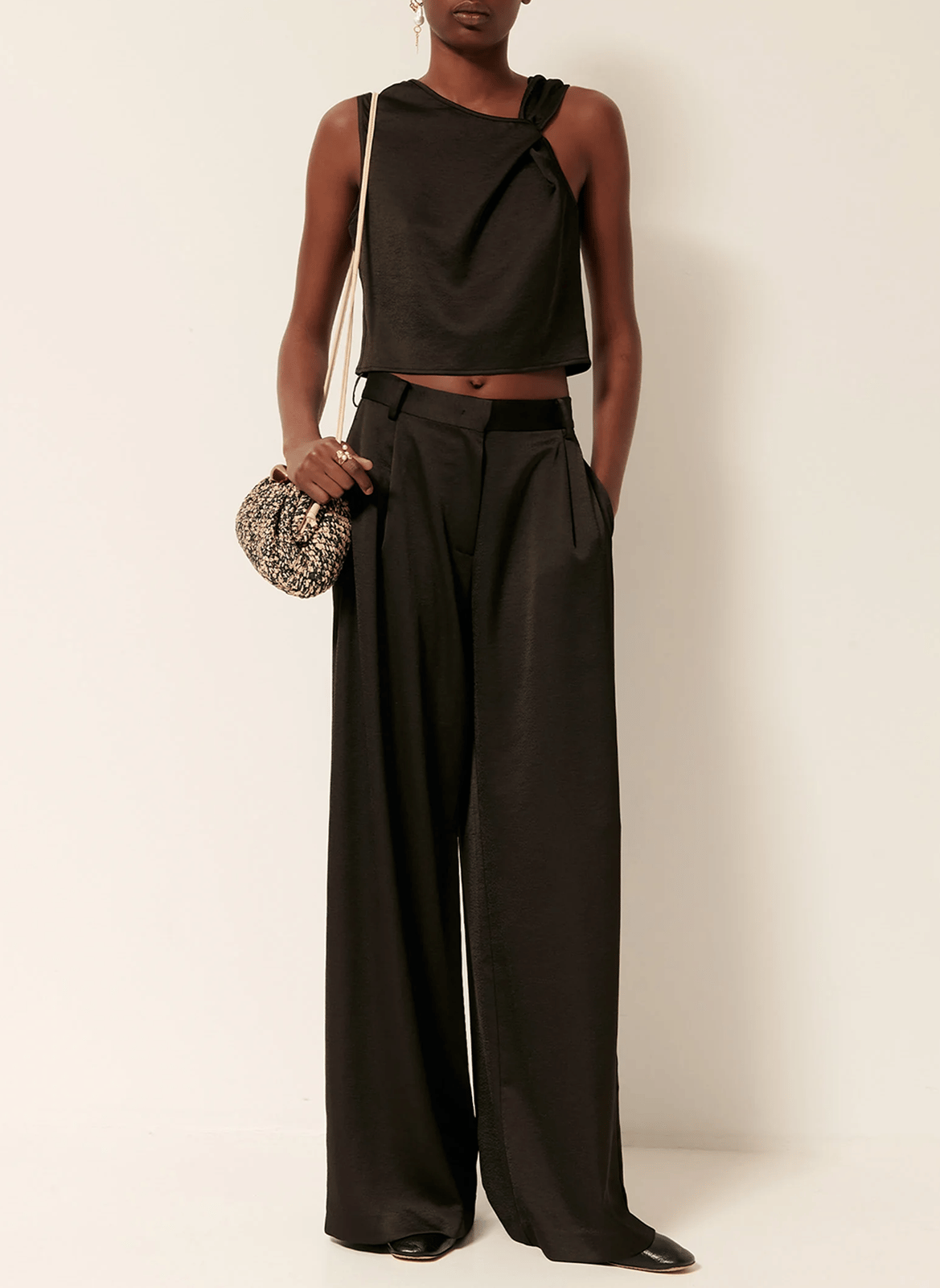 Pantalon fluide large satiné provenco SESSUN Marron