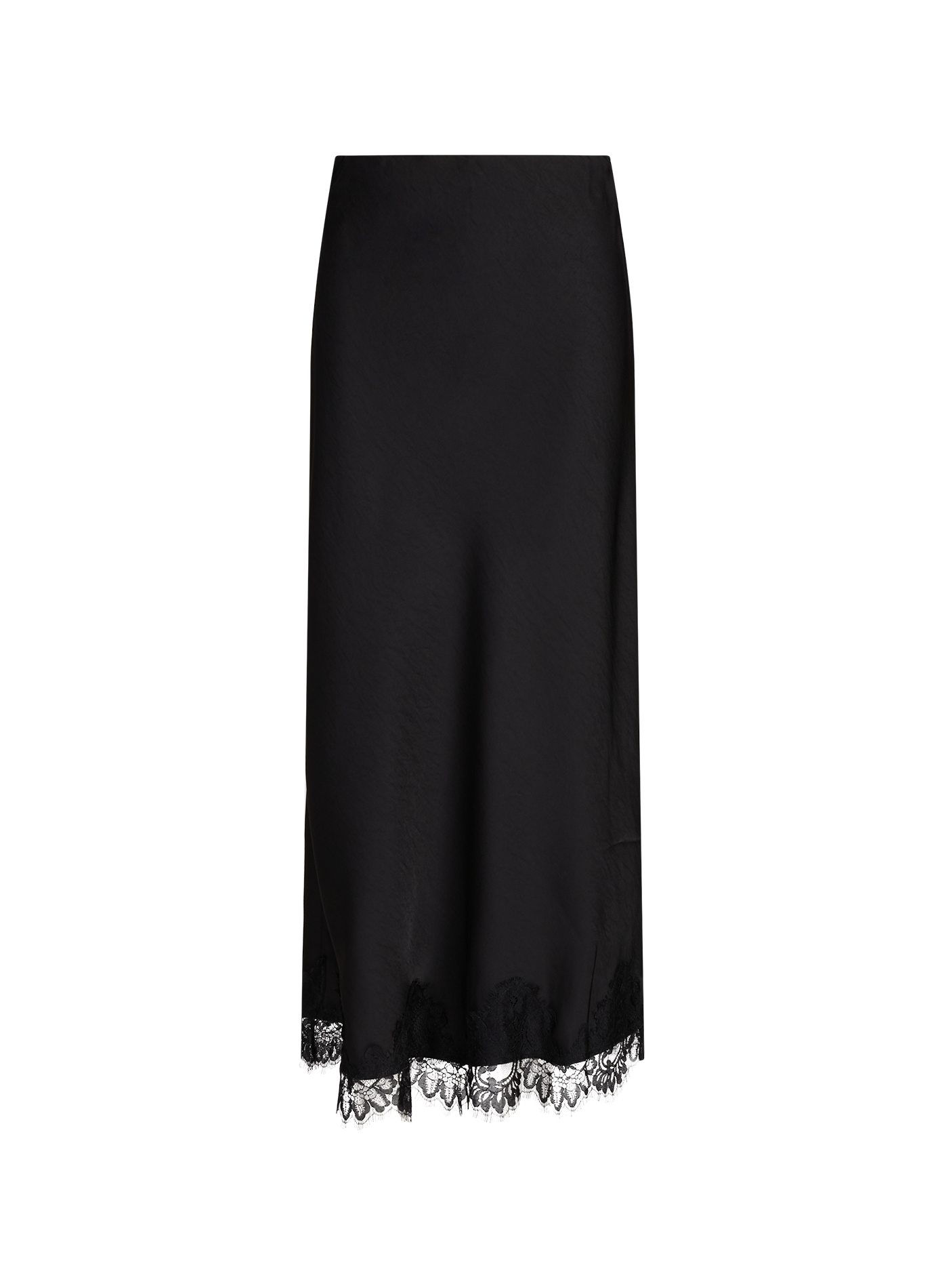 Satin skirt with lace trim OBJECT Black