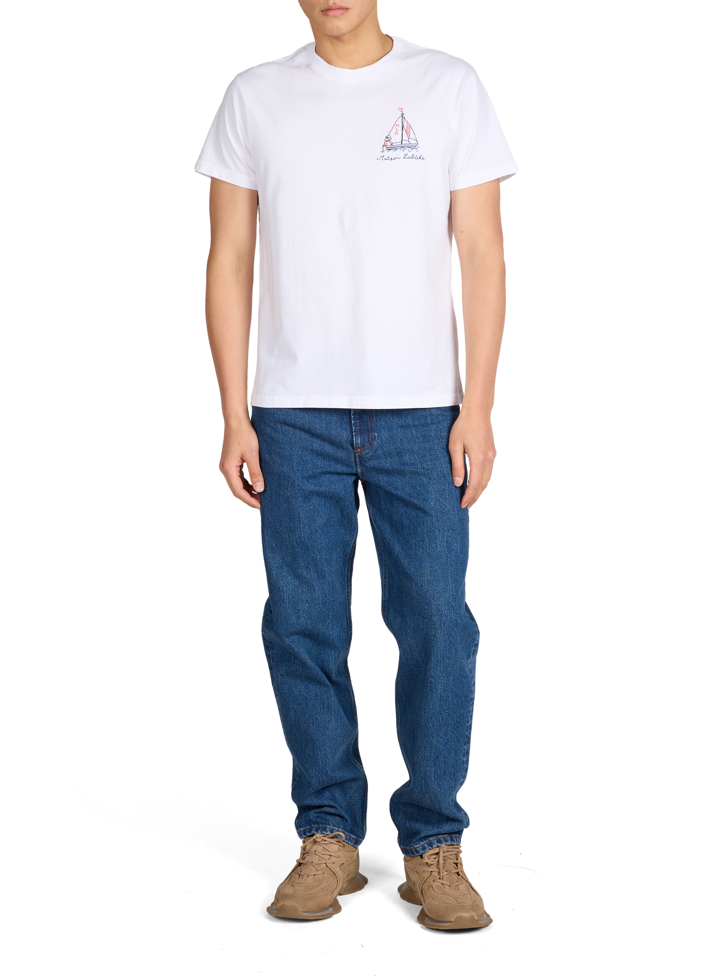 T-shirt Popincourt embroidered in organic cotton MAISON LABICHE White