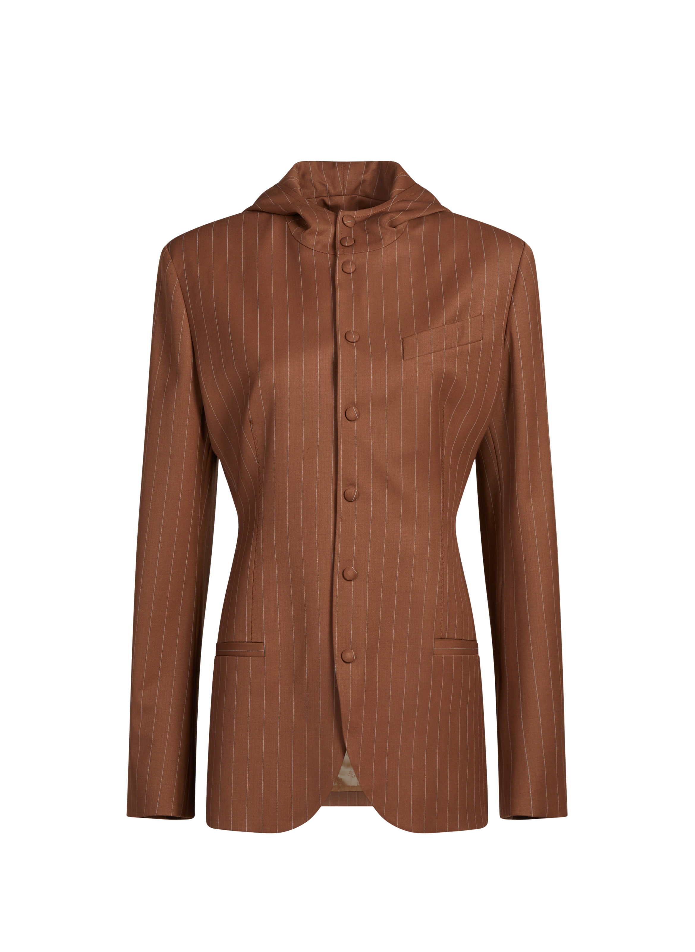 Striped wool blend hooded blazer JEAN PAUL GAULTIER Brown