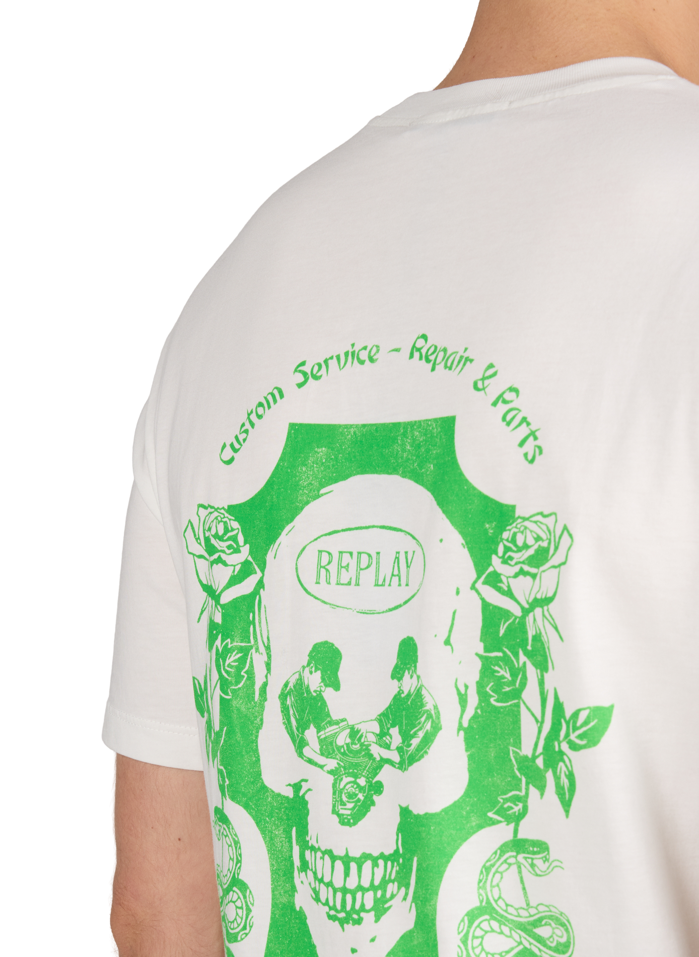 T-shirt imprimé en coton REPLAY Blanc