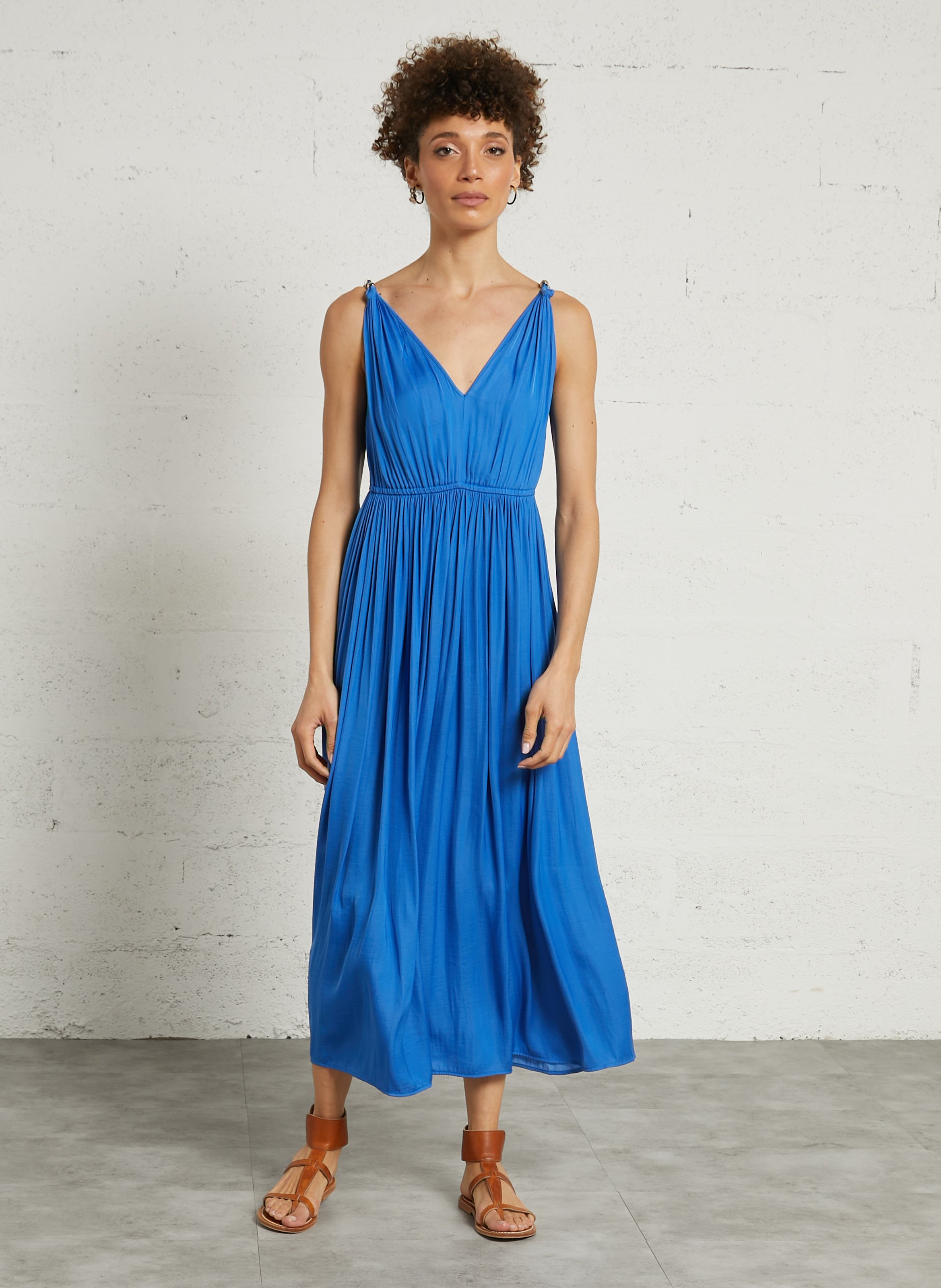 Robe longue plissée col v lisana MAISON 123 Violet