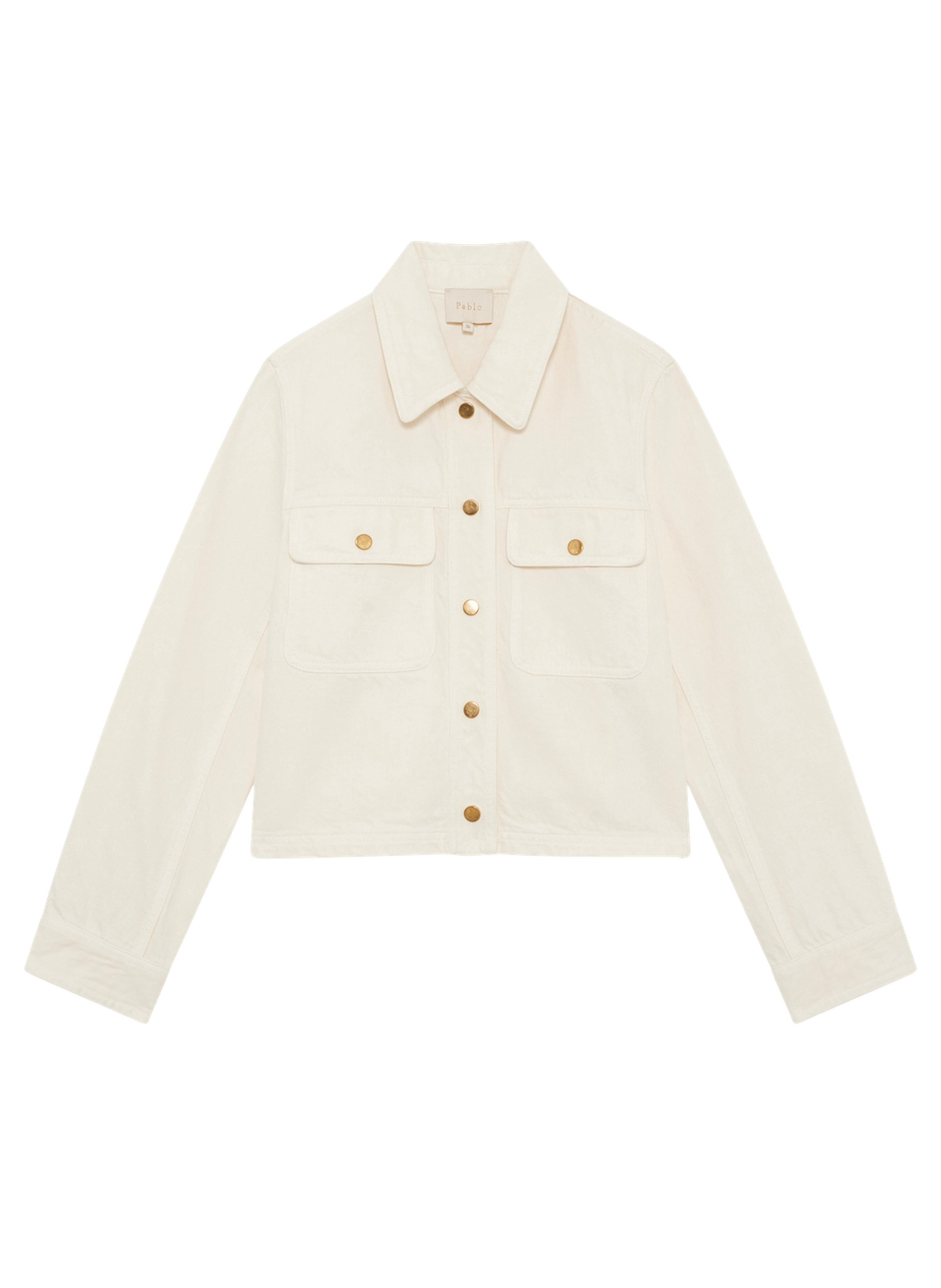Blouson en denim blanc et boutons dorés - mame PABLO Beige