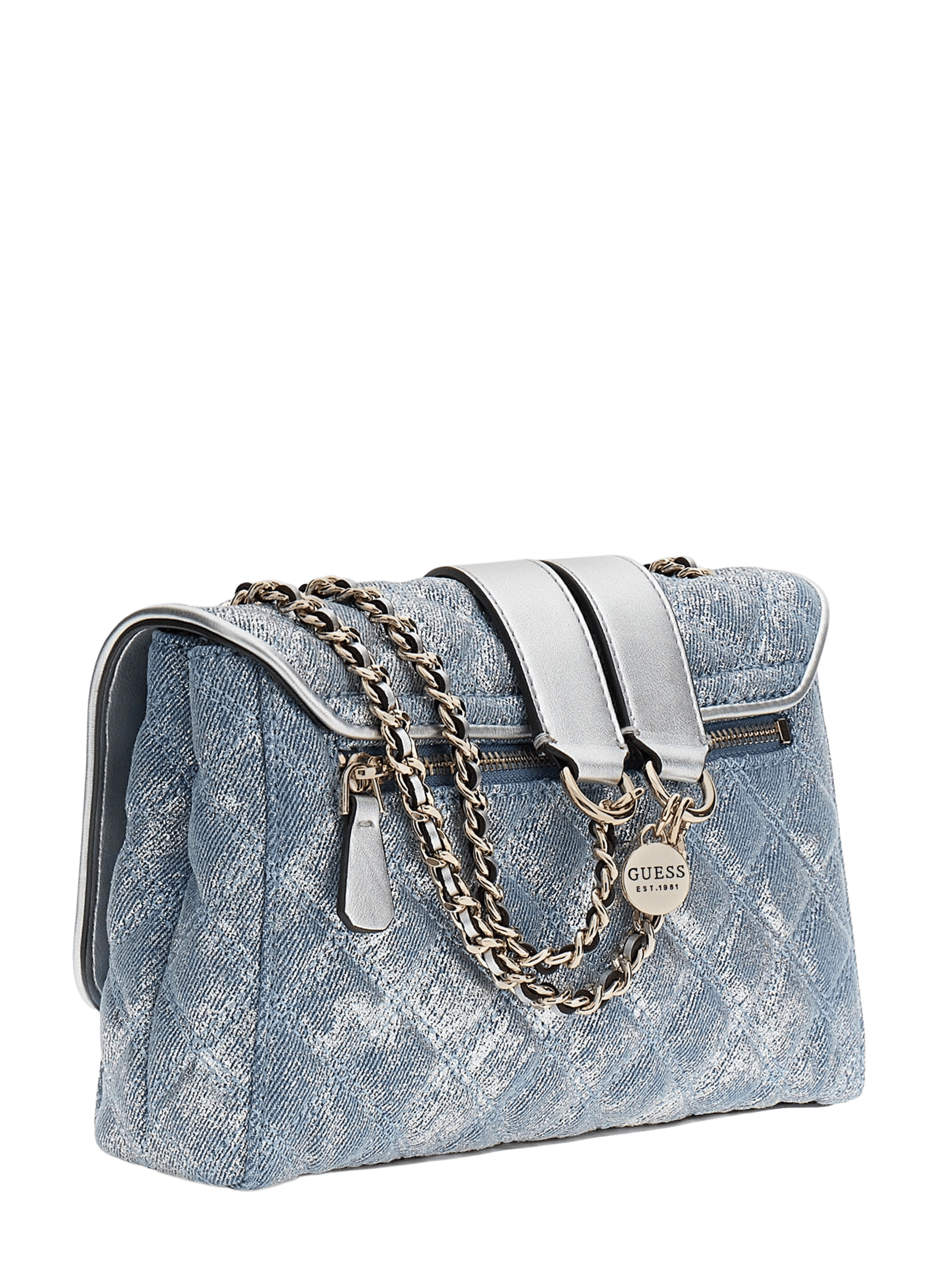 Borsa Giully trapuntata con catena intrecciata GUESS Blu