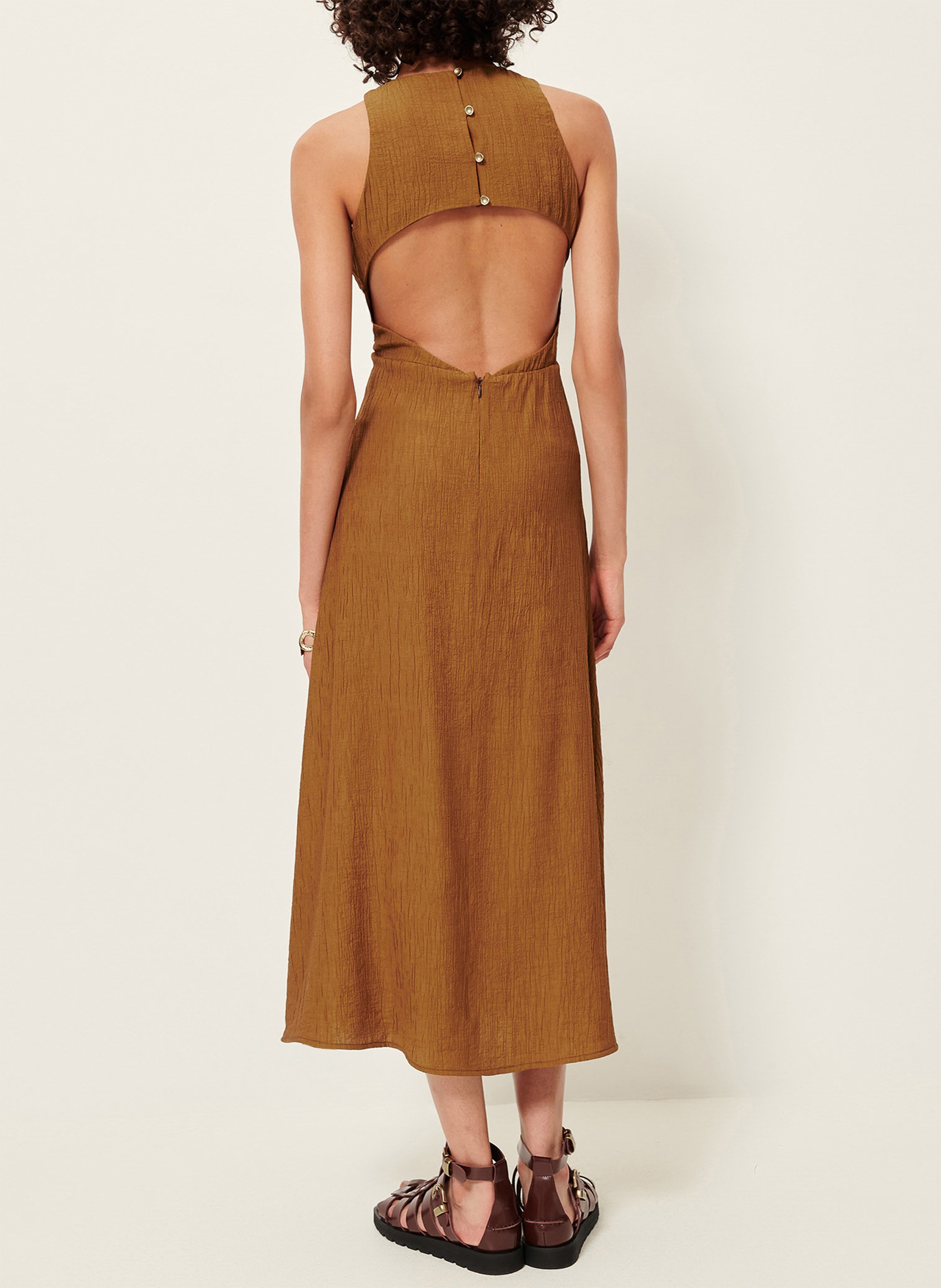 Robe midi col rond lua SESSUN Marron