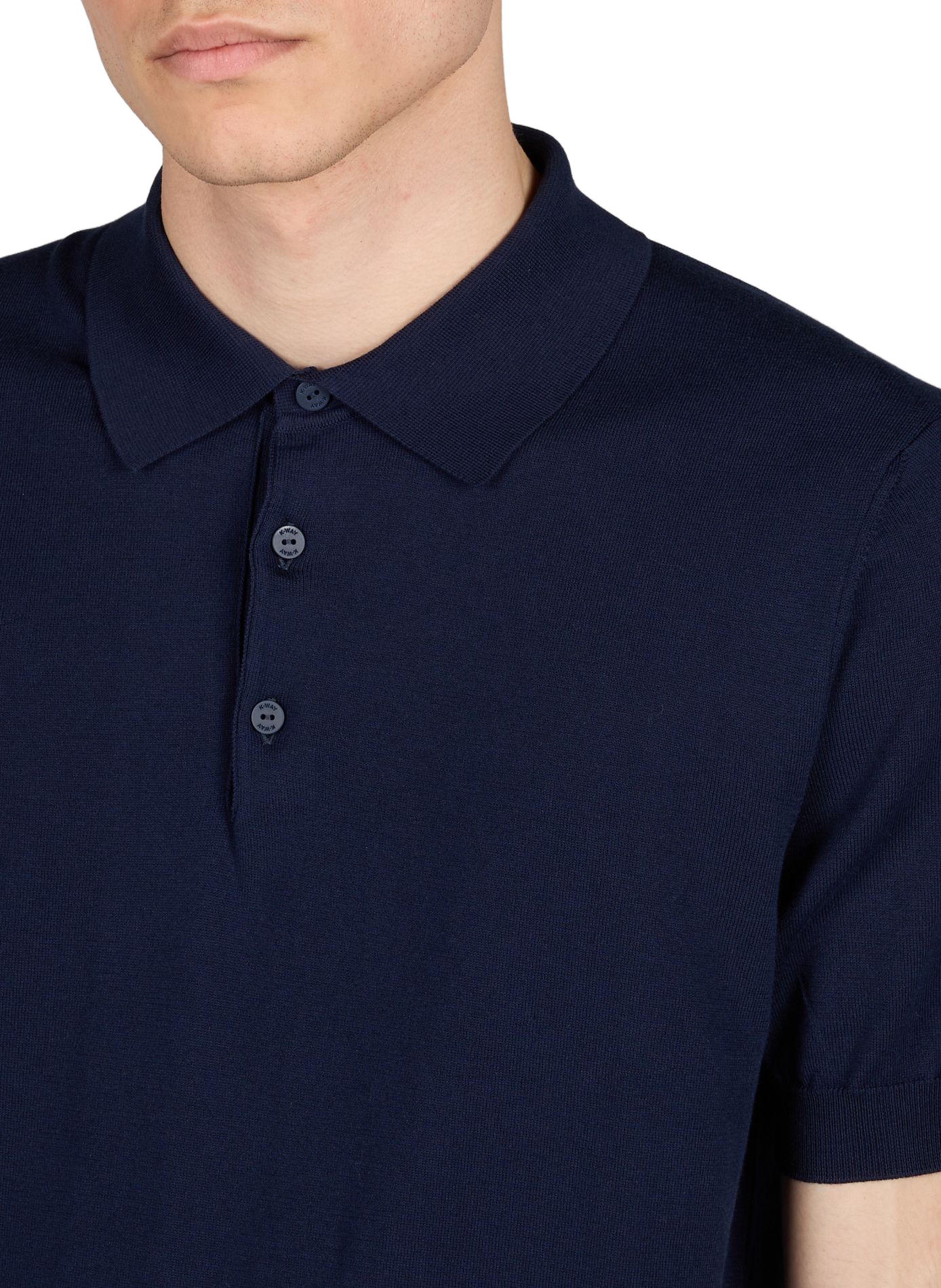 Short-sleeved polo in lightweight cotton knit K-WAY Blue