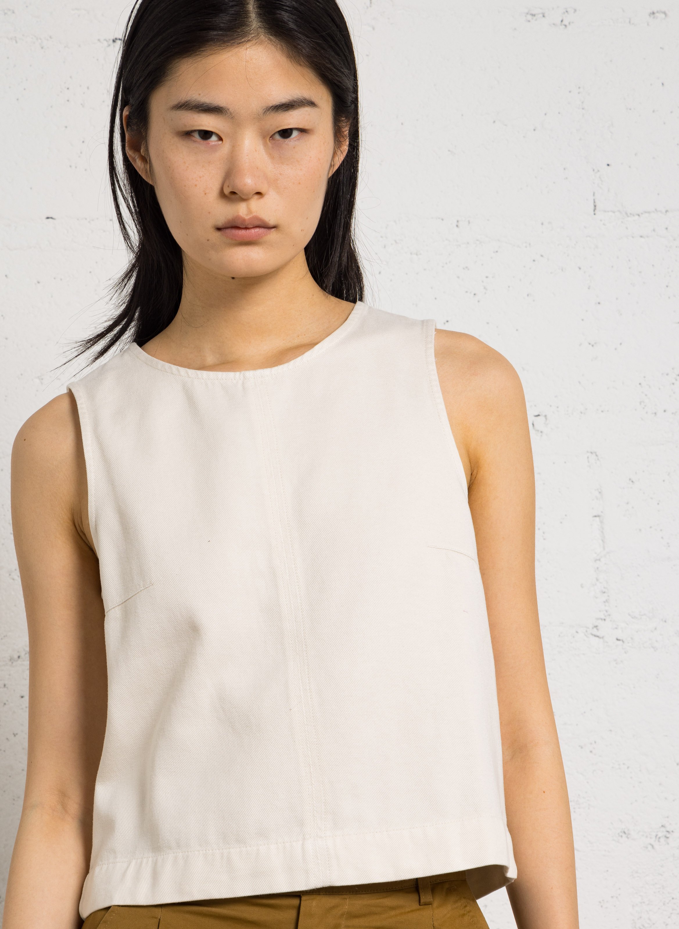 Top sans manches court col rond denver MAISON 123 Beige