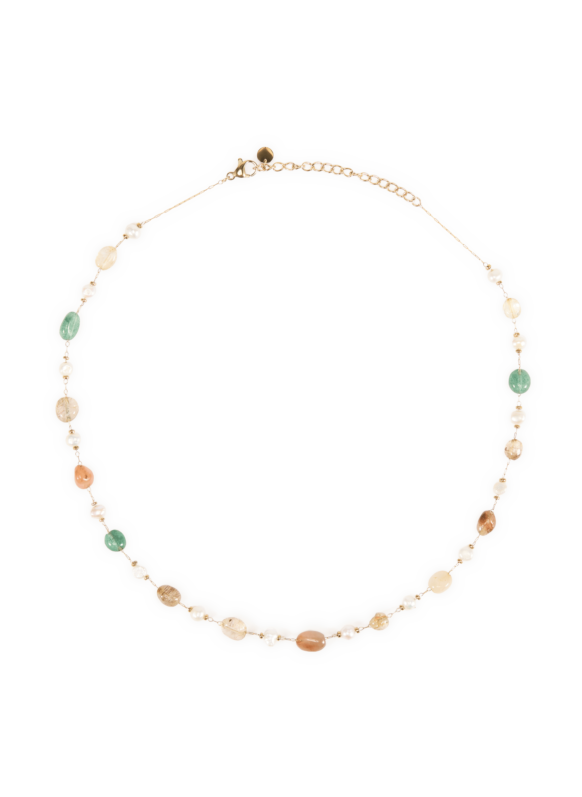 Collier avec pierres de gemmes et perles AU PRINTEMPS PARIS Orange