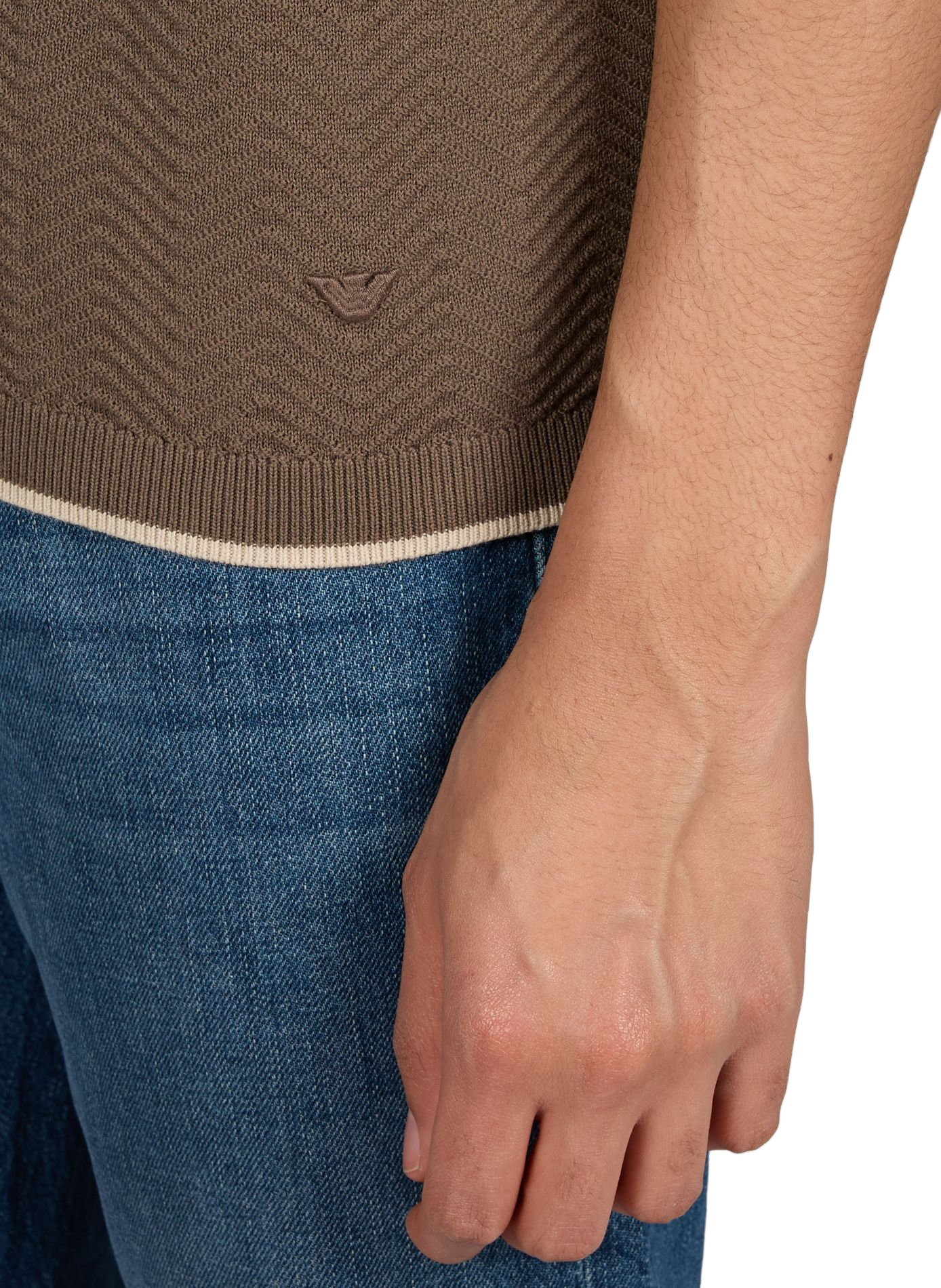 Round neck piqué cotton t-shirt EMPORIO ARMANI Brown