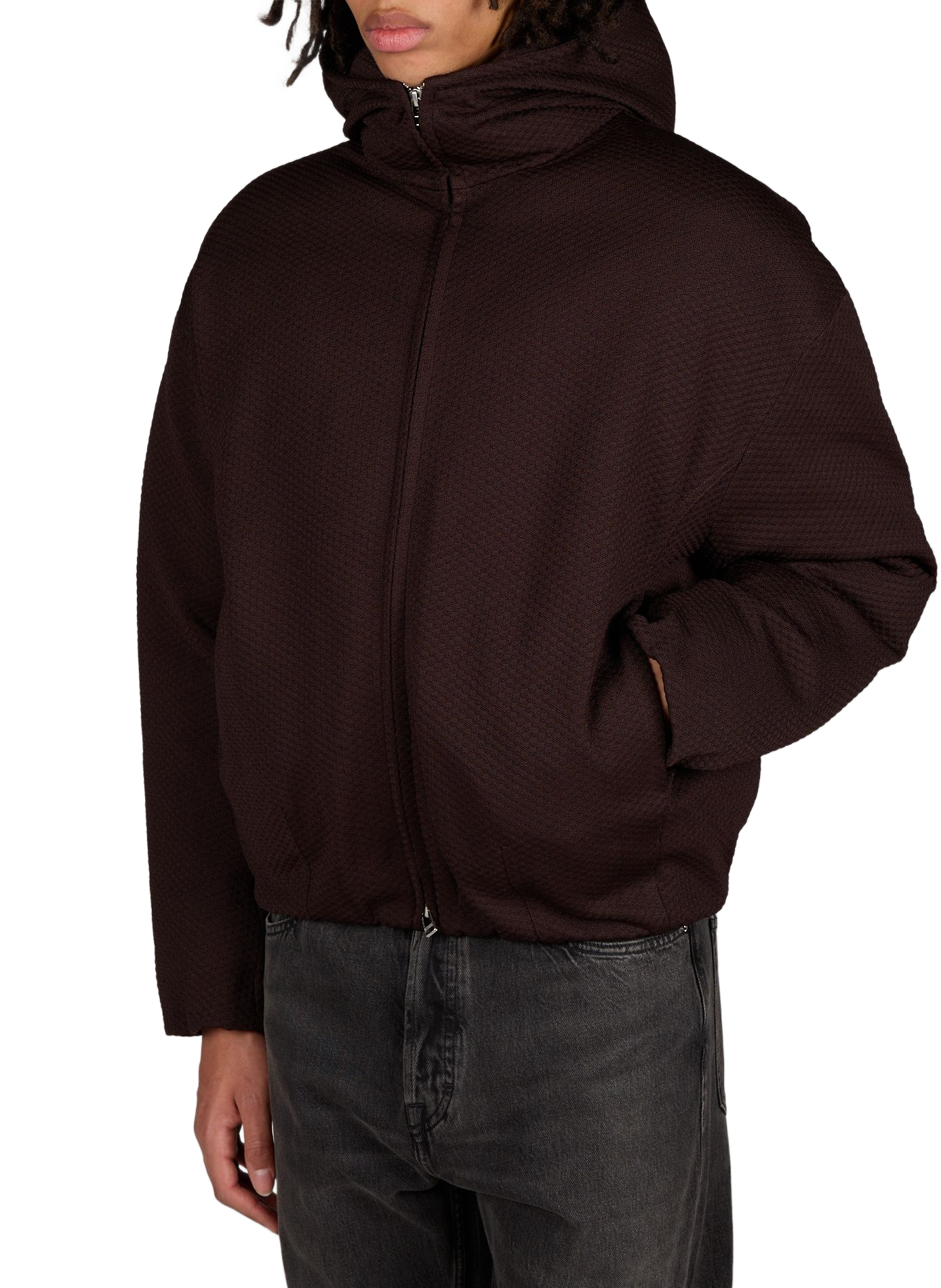 Puffer Bud Jacquard Hooded Jacket OMAR AFRIDI Red