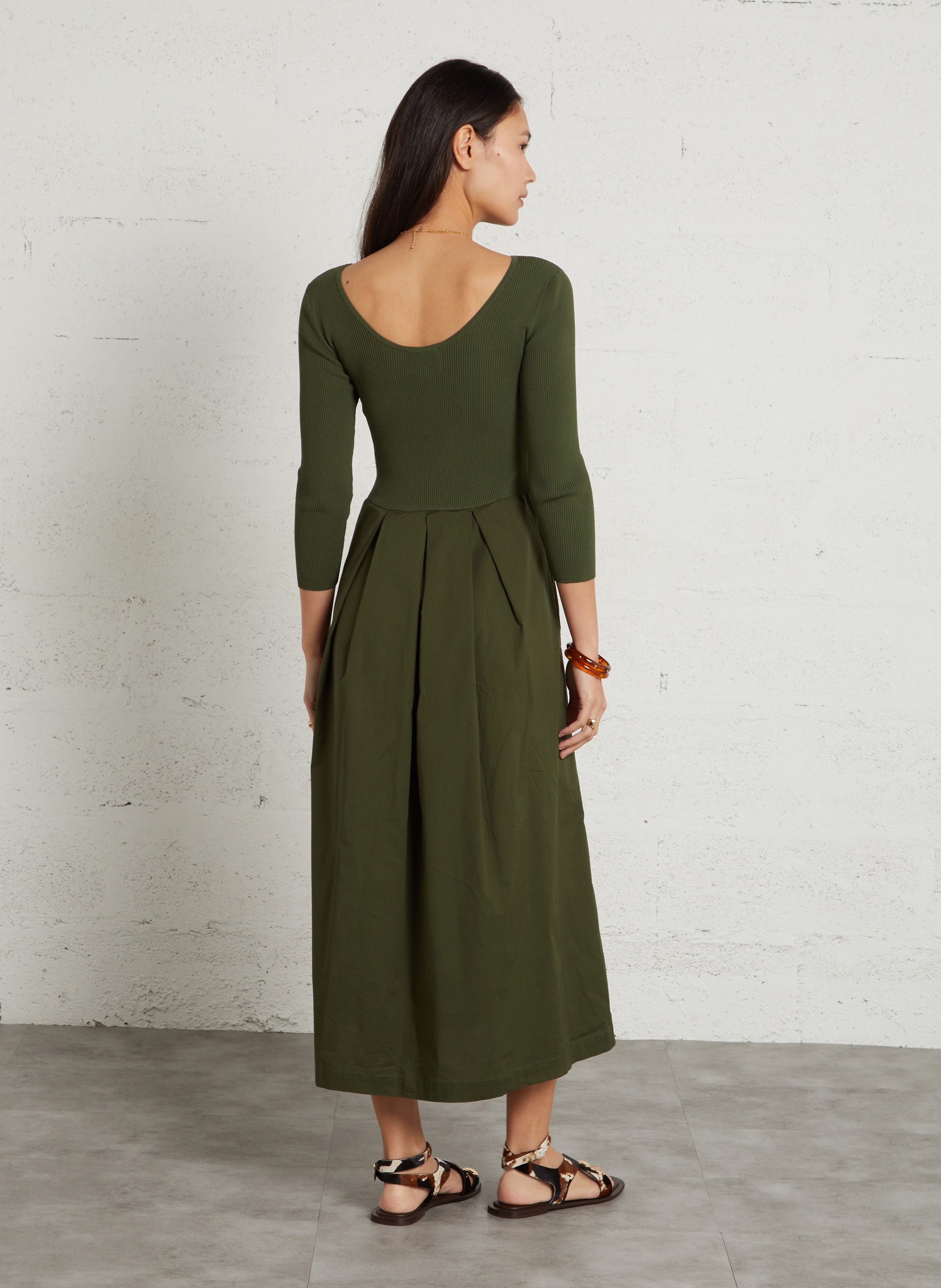 Robe ample manches 3/4 unie blondie MAISON 123 Kaki
