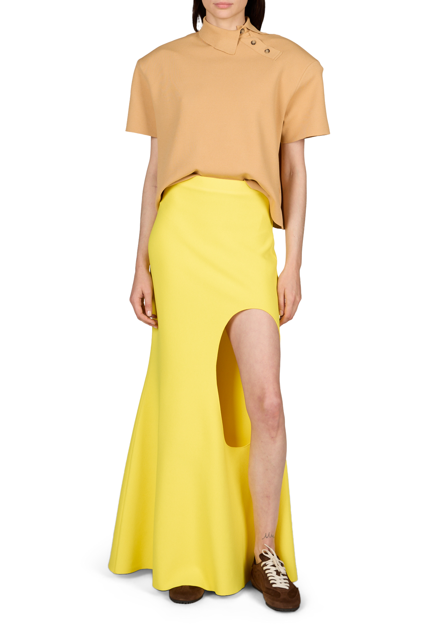 Falda larga ajustada de viscosa A.W.A.K.E. MODE Amarillo