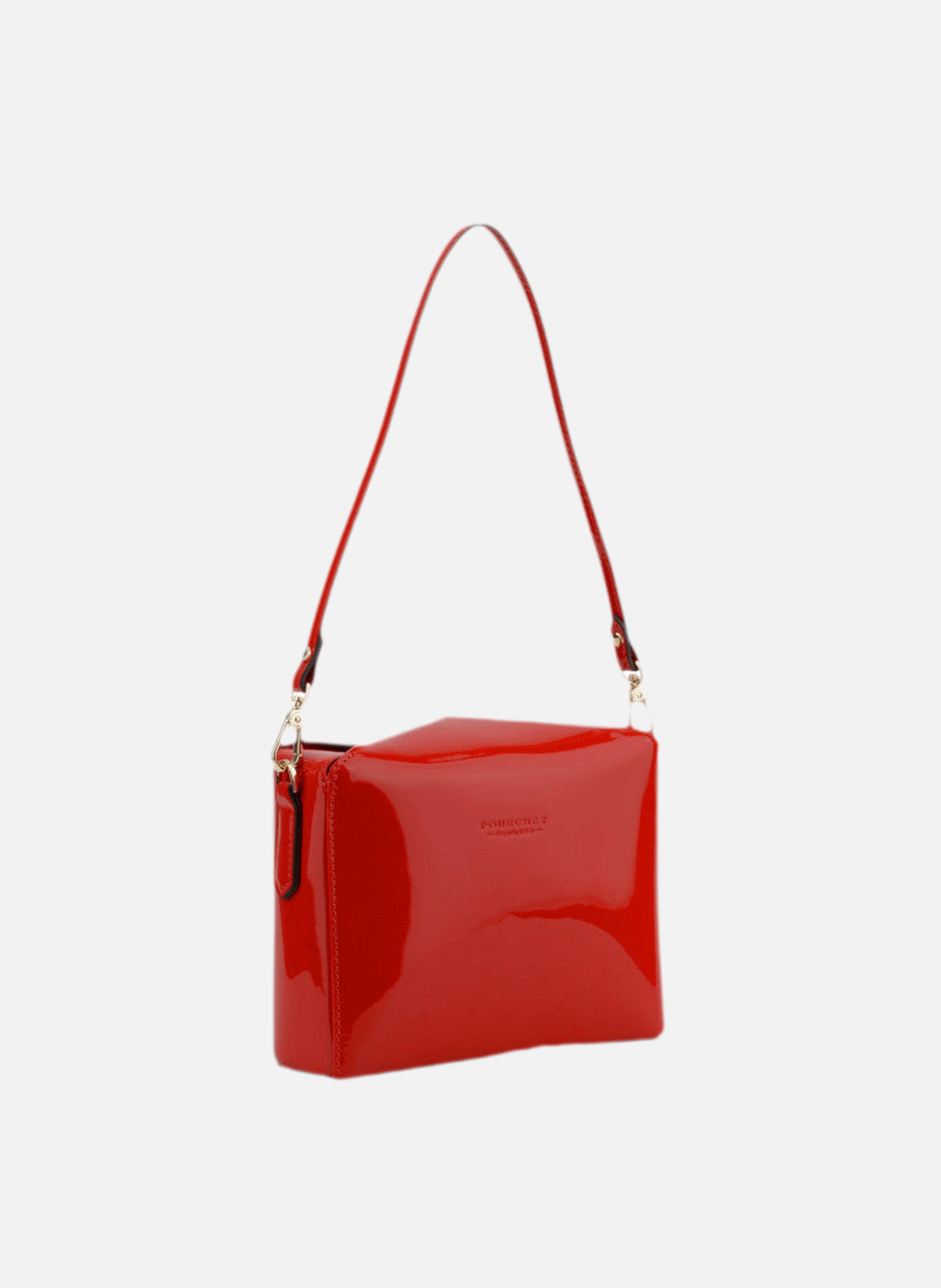 Cassetta vernis | sac porté épaule en cuir de vachette  Rouge