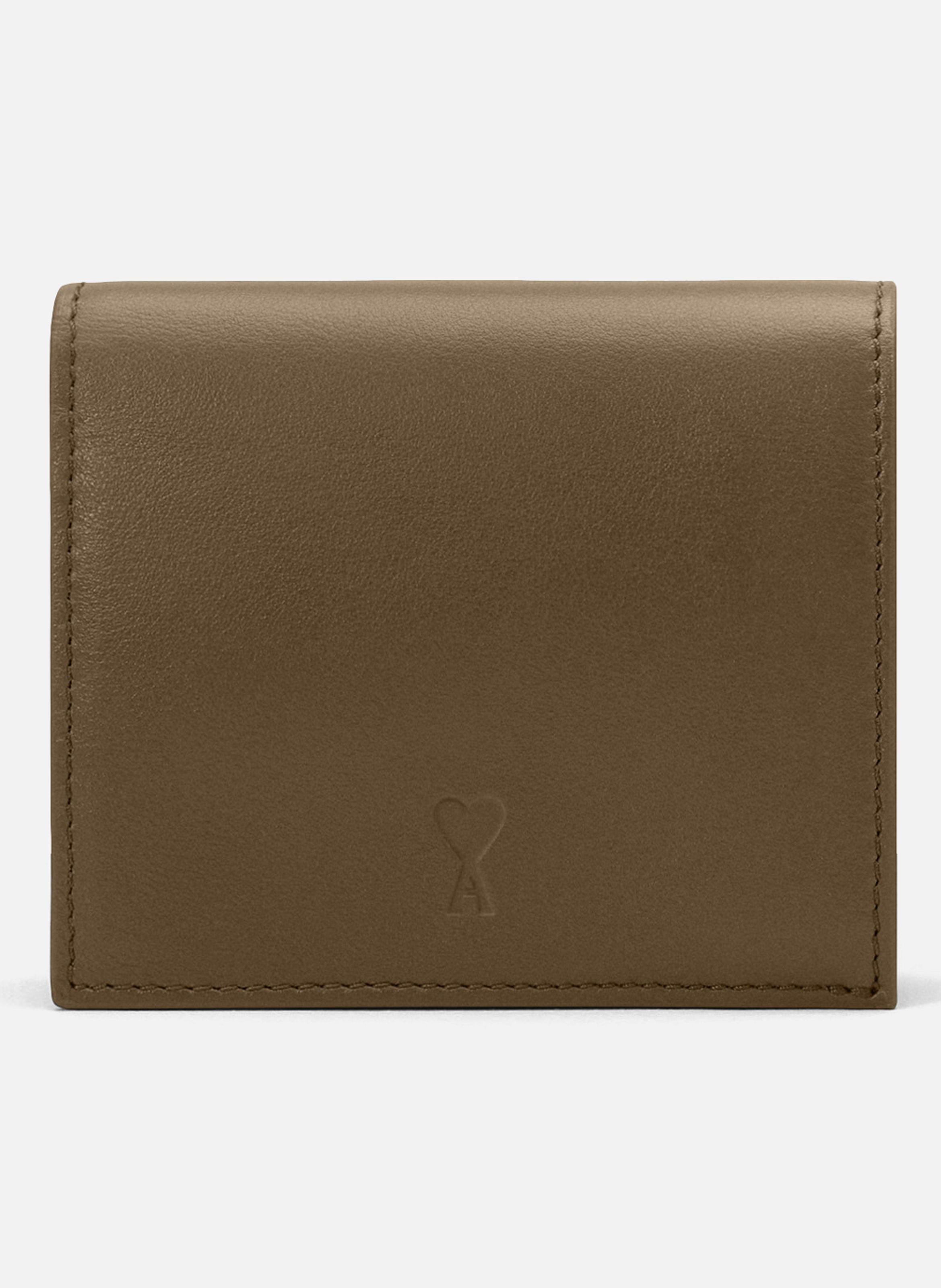 Portefeuille à double volet unisexe en cuir de vachette ami de coeur AMI PARIS Marron