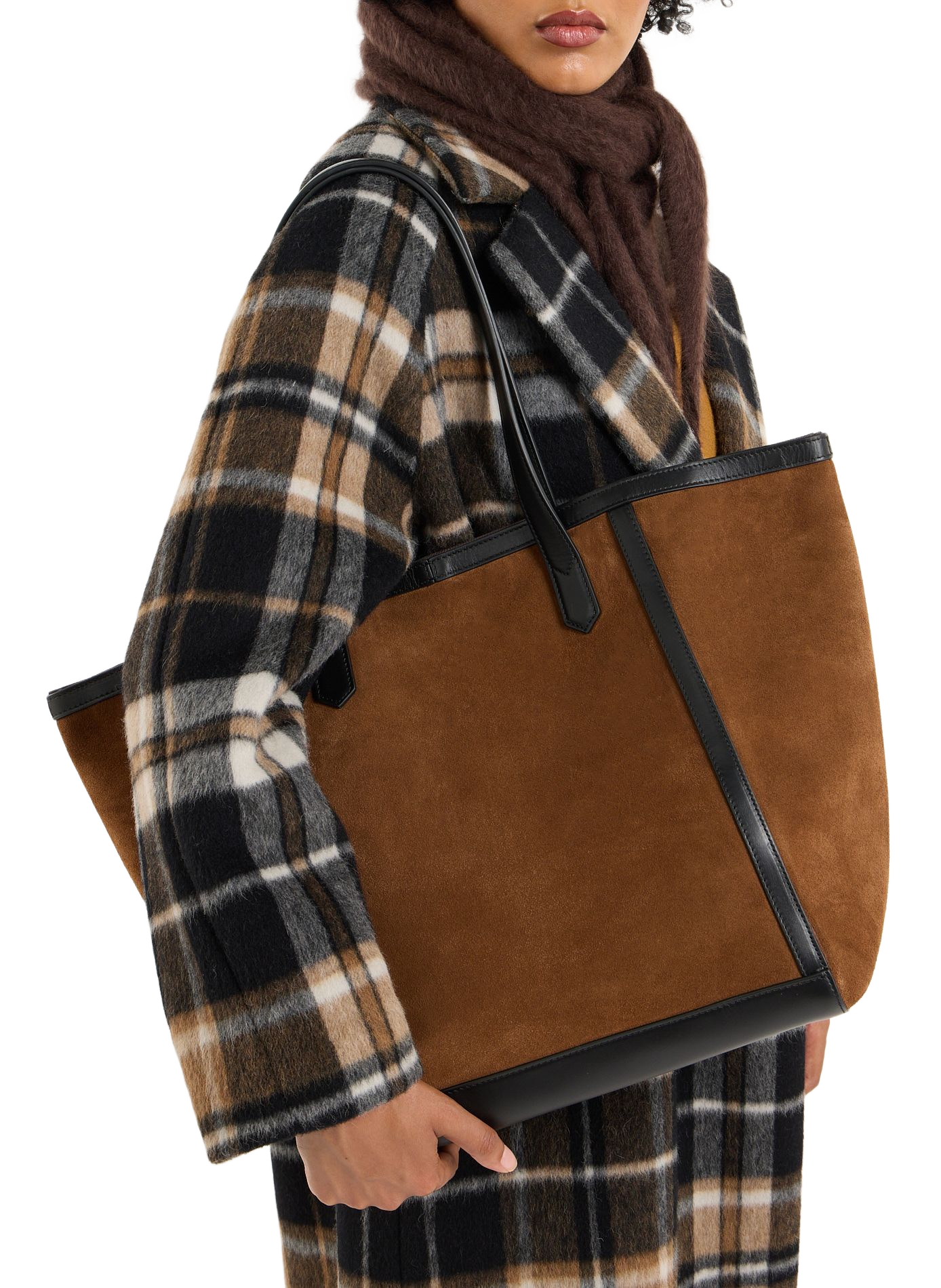 Sac cabas Enzobino en cuir suédé SAISON 1865 Marron