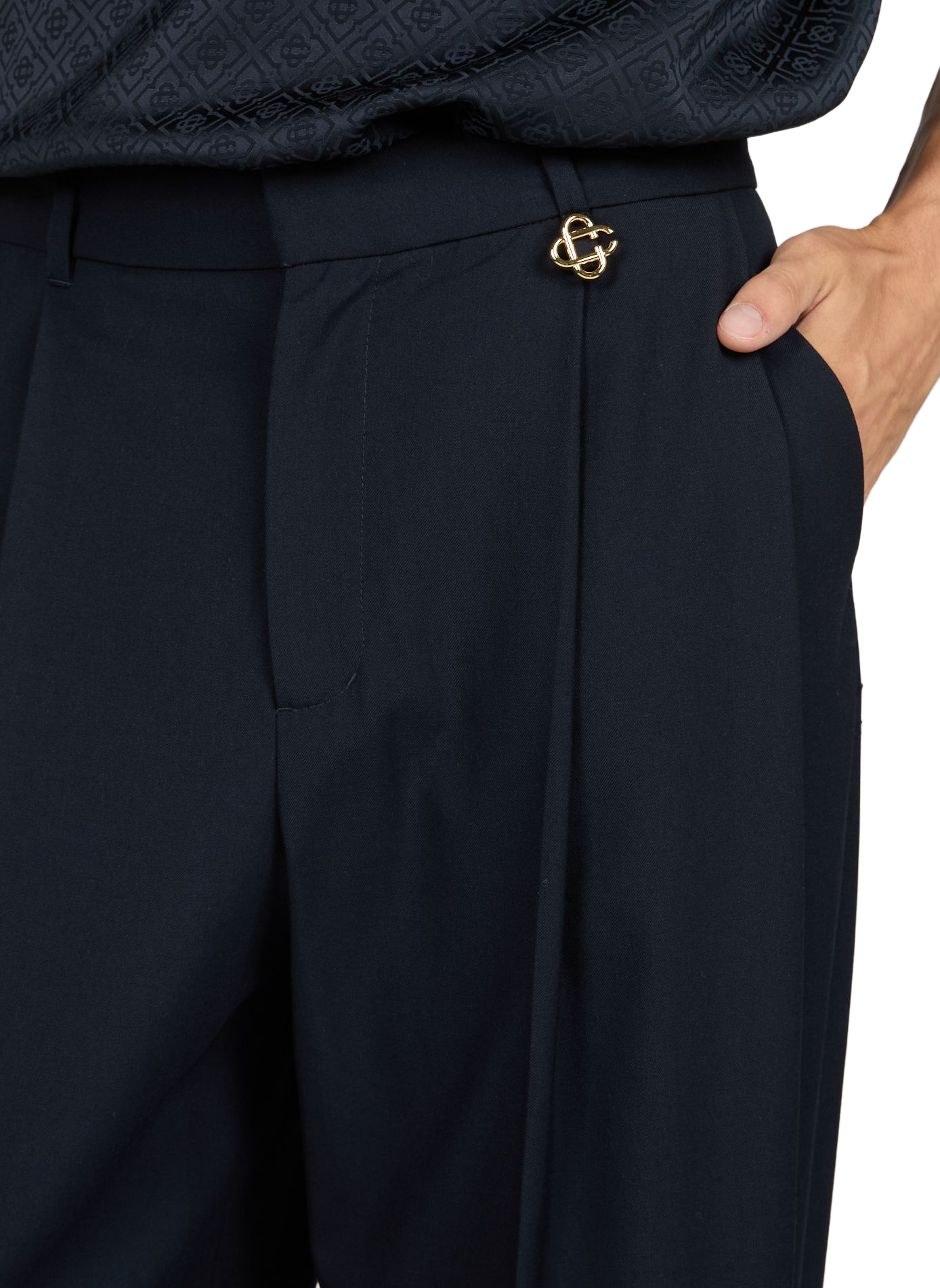 Pantalon évasée en laine CASABLANCA PARIS Noir