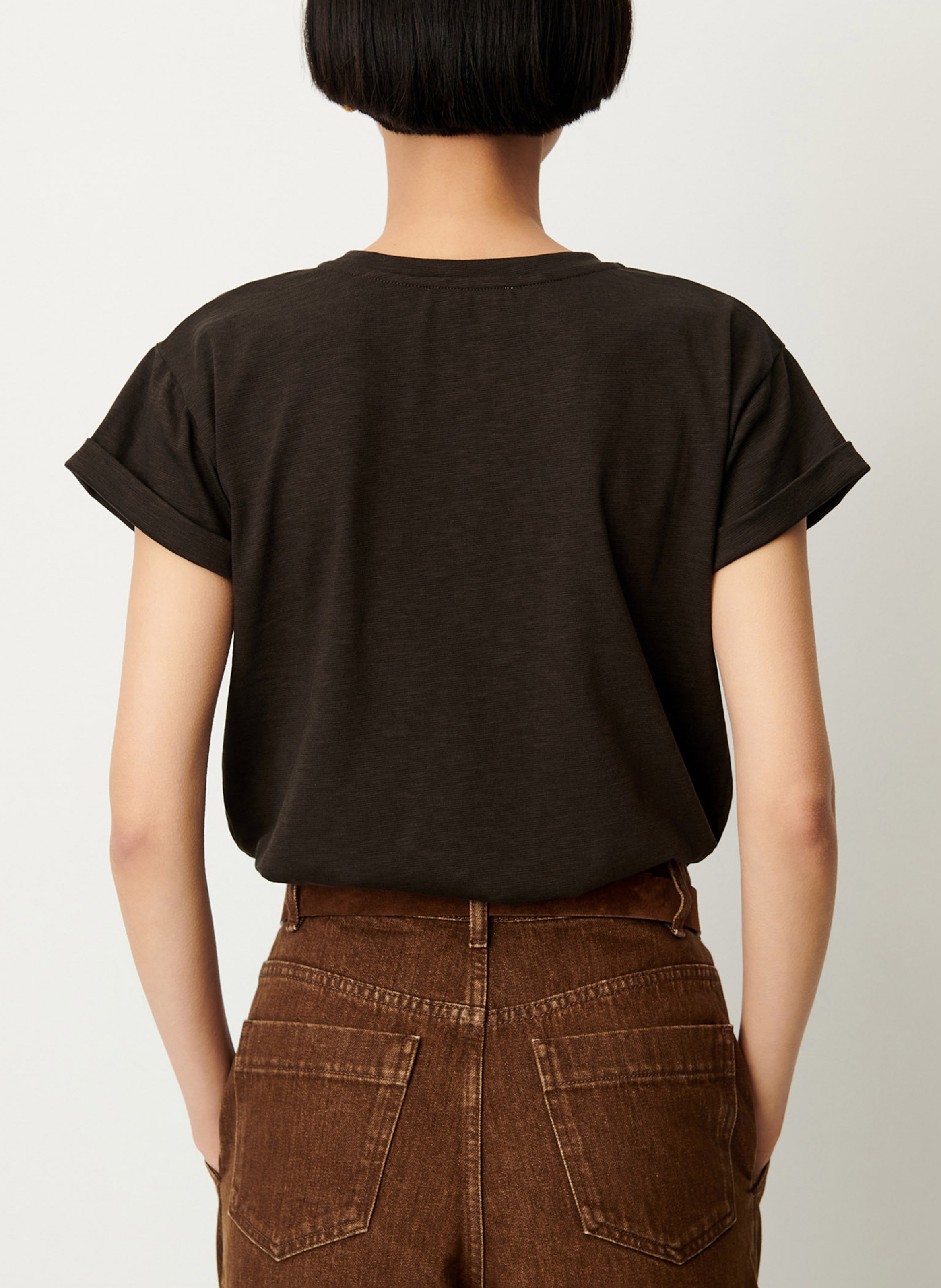 Tee-shirt col rond en coton mélangé albano SESSUN Kaki