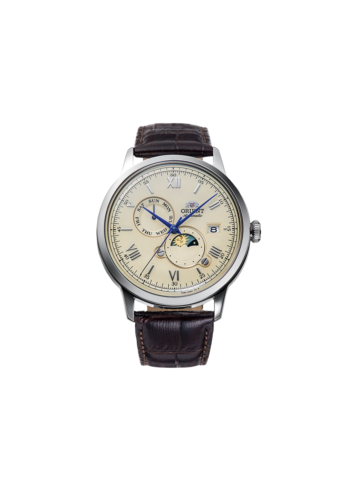 Automatische Uhr Sonne & Mond aus Leder ORIENT Beige
