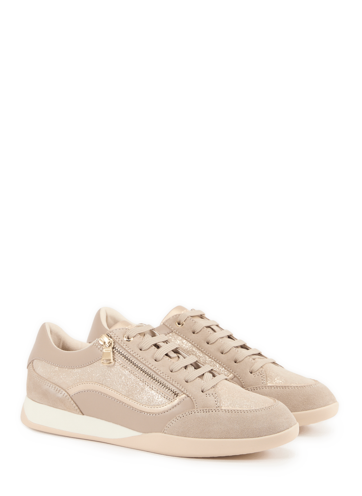 Mixed leather low-top sneakers GEOX Beige