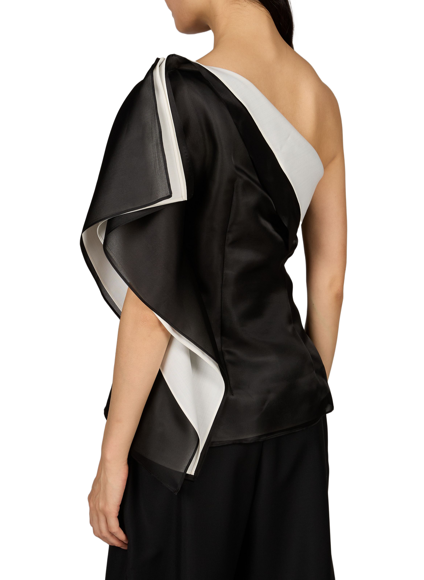 Asymmetric Silk Overlay Top ROHE FRAMES Black