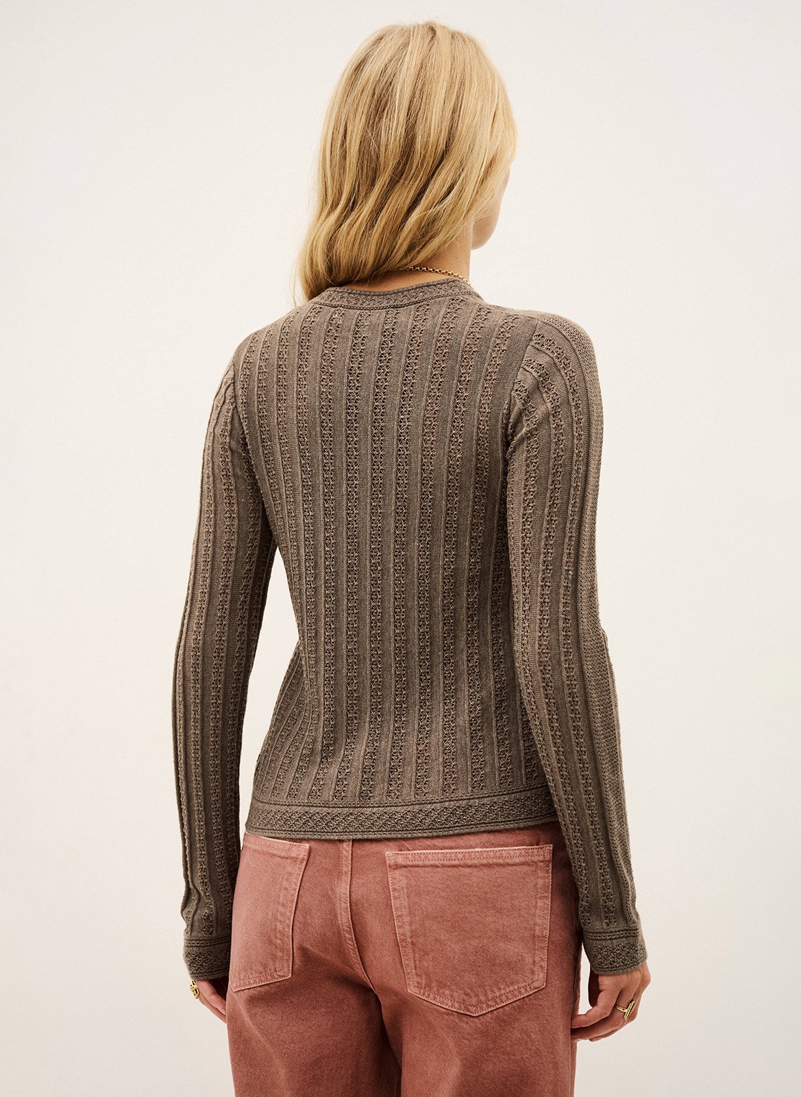 Rechte wollen trui met ronde hals Dakar BA&SH Beige
