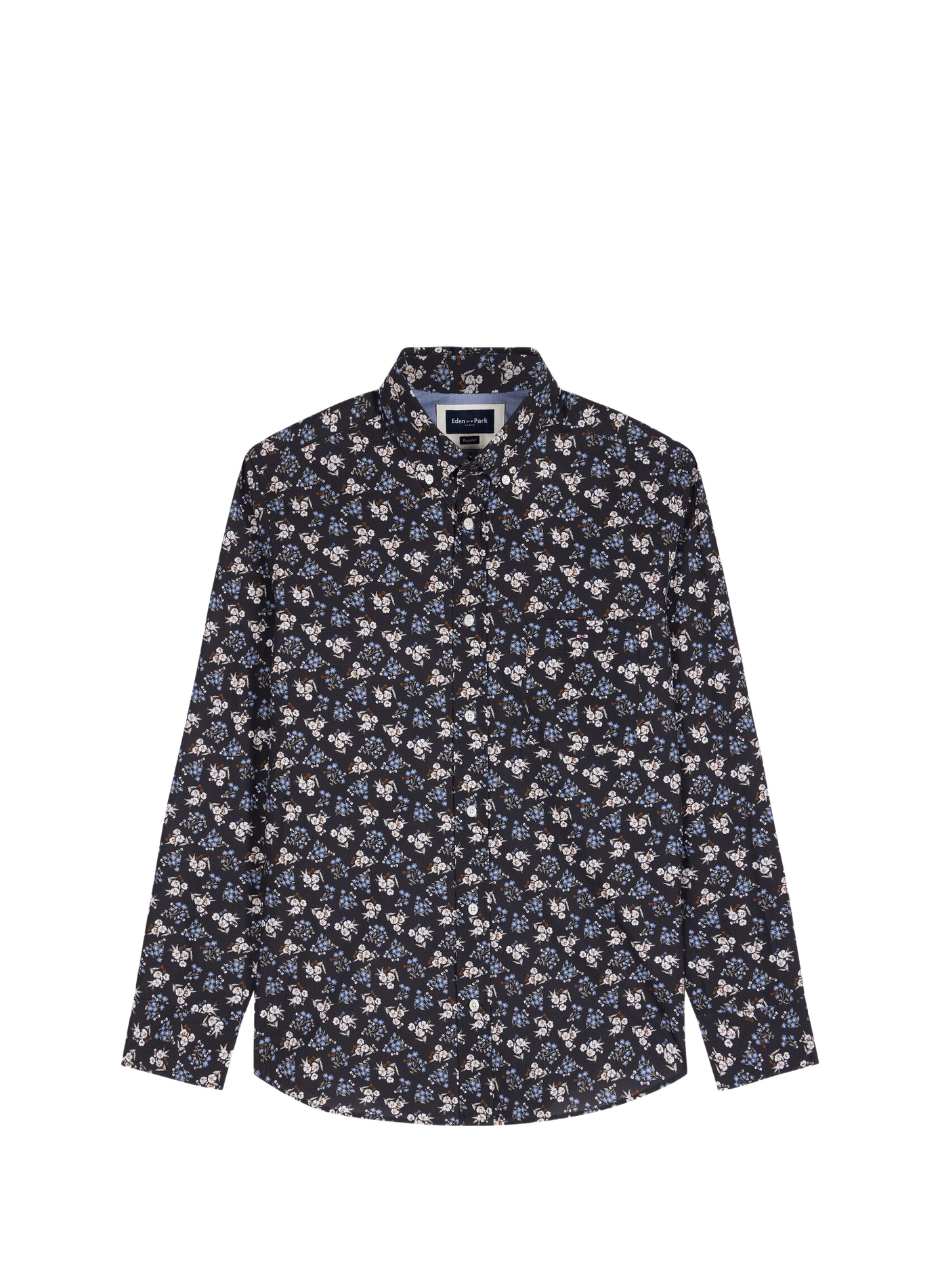 Chemise droit à motif en coton EDEN PARK Marron