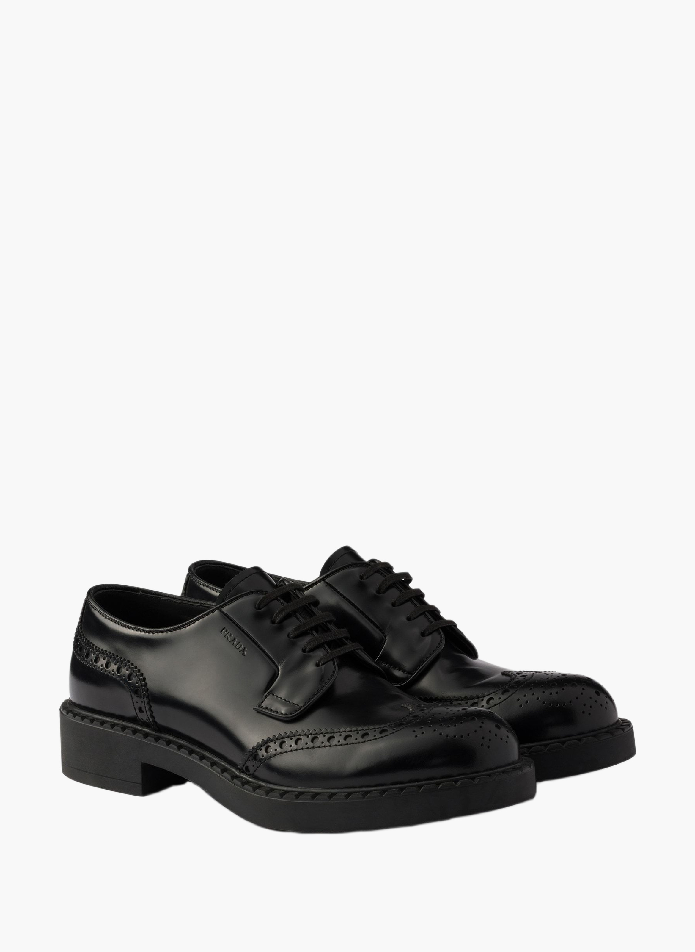 Derbies brogue en cuir brossé PRADA Noir