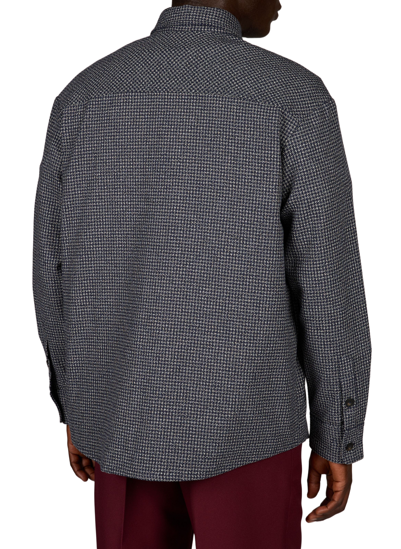 Oversized zip-up shirt in cotton and wool DROLE DE MONSIEUR Blue