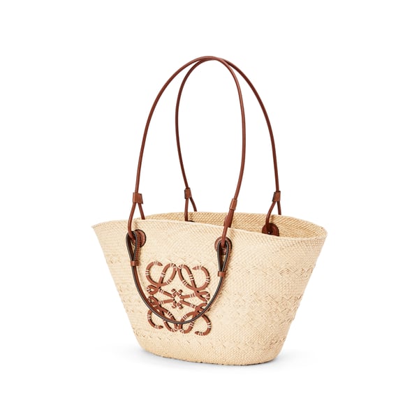 Loewe Panier Anagram En Raphia In Beige