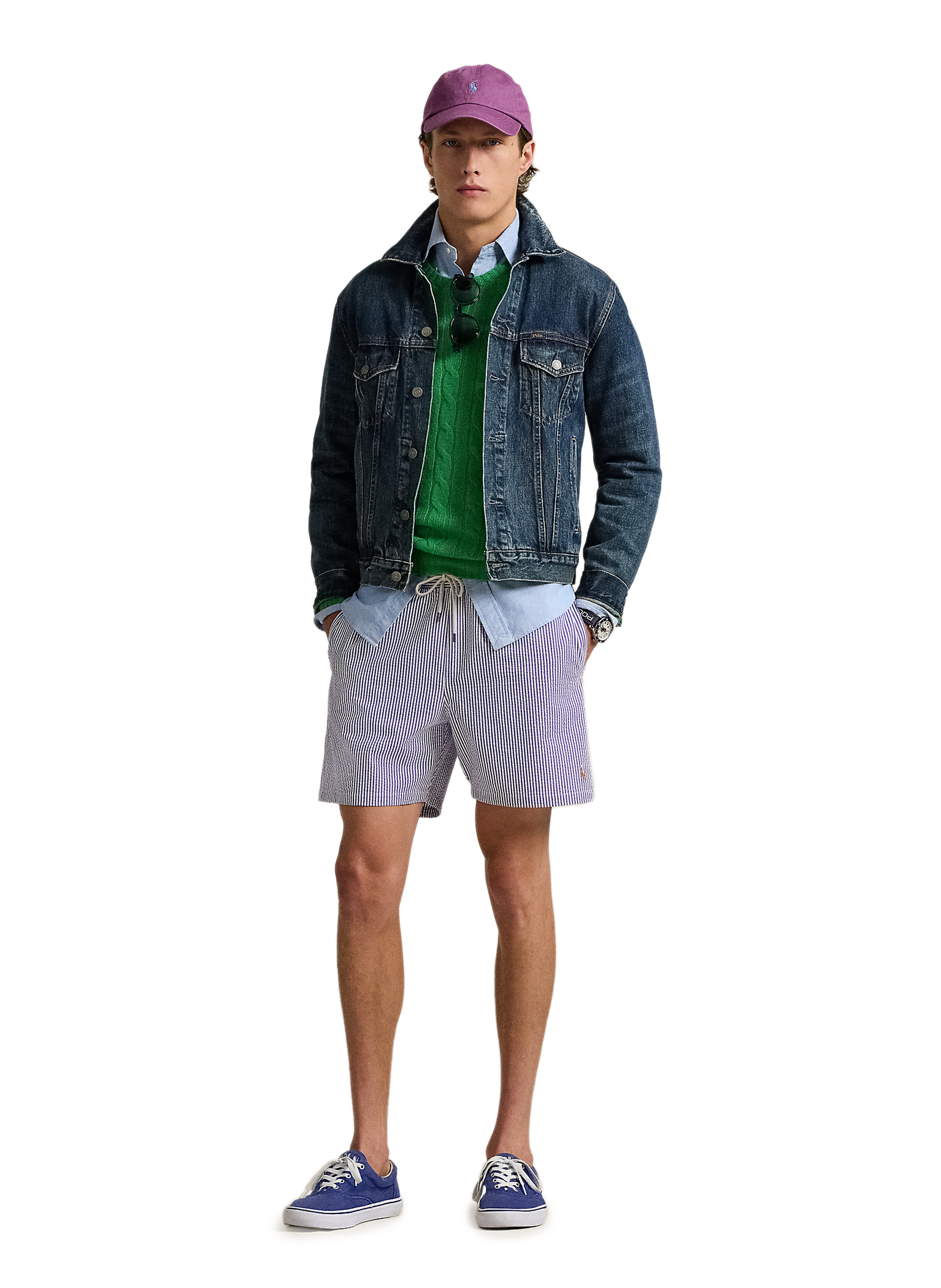 Short de bain rayé POLO RALPH LAUREN Violet