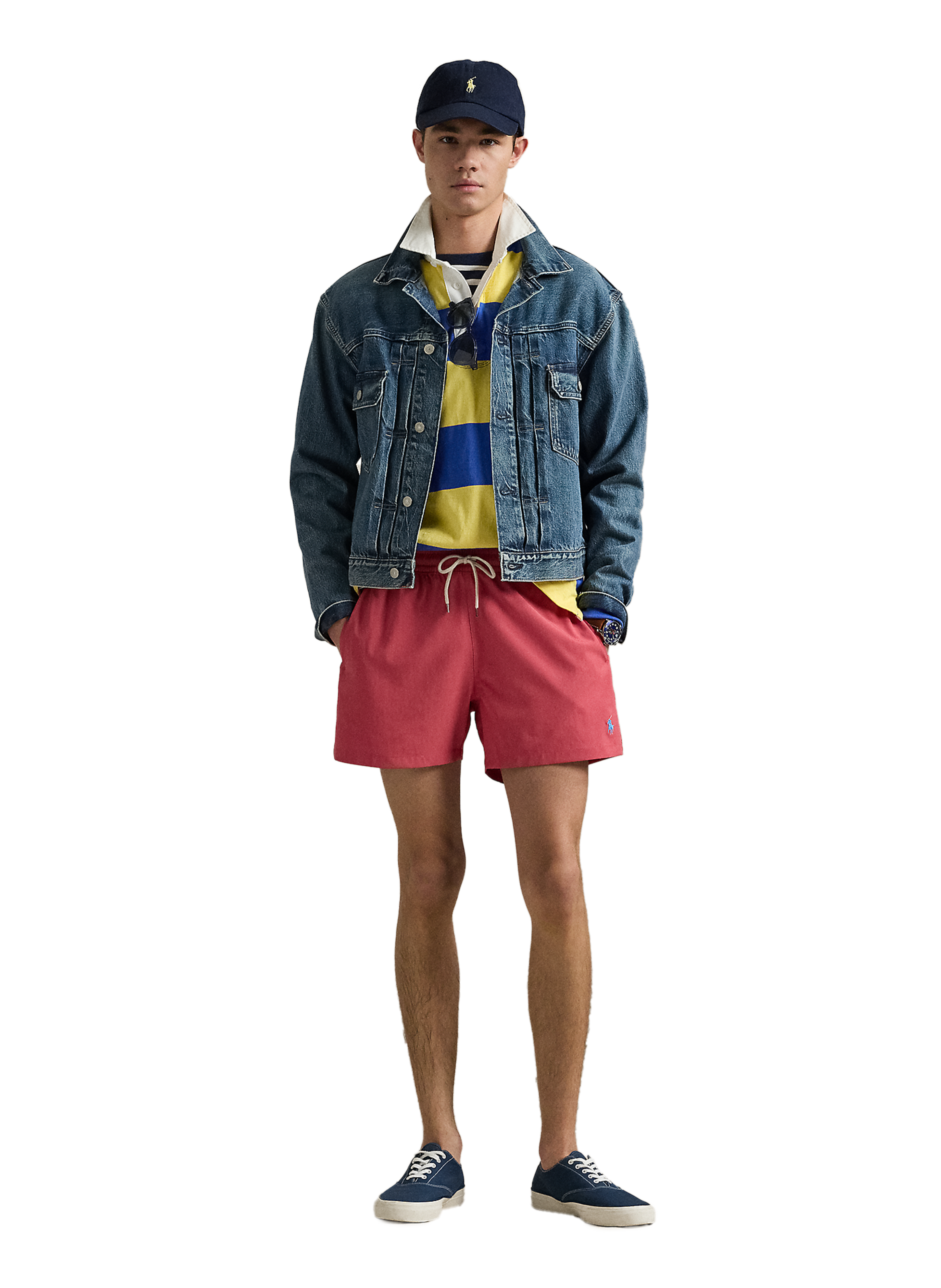 Recycled polyester swim shorts Red