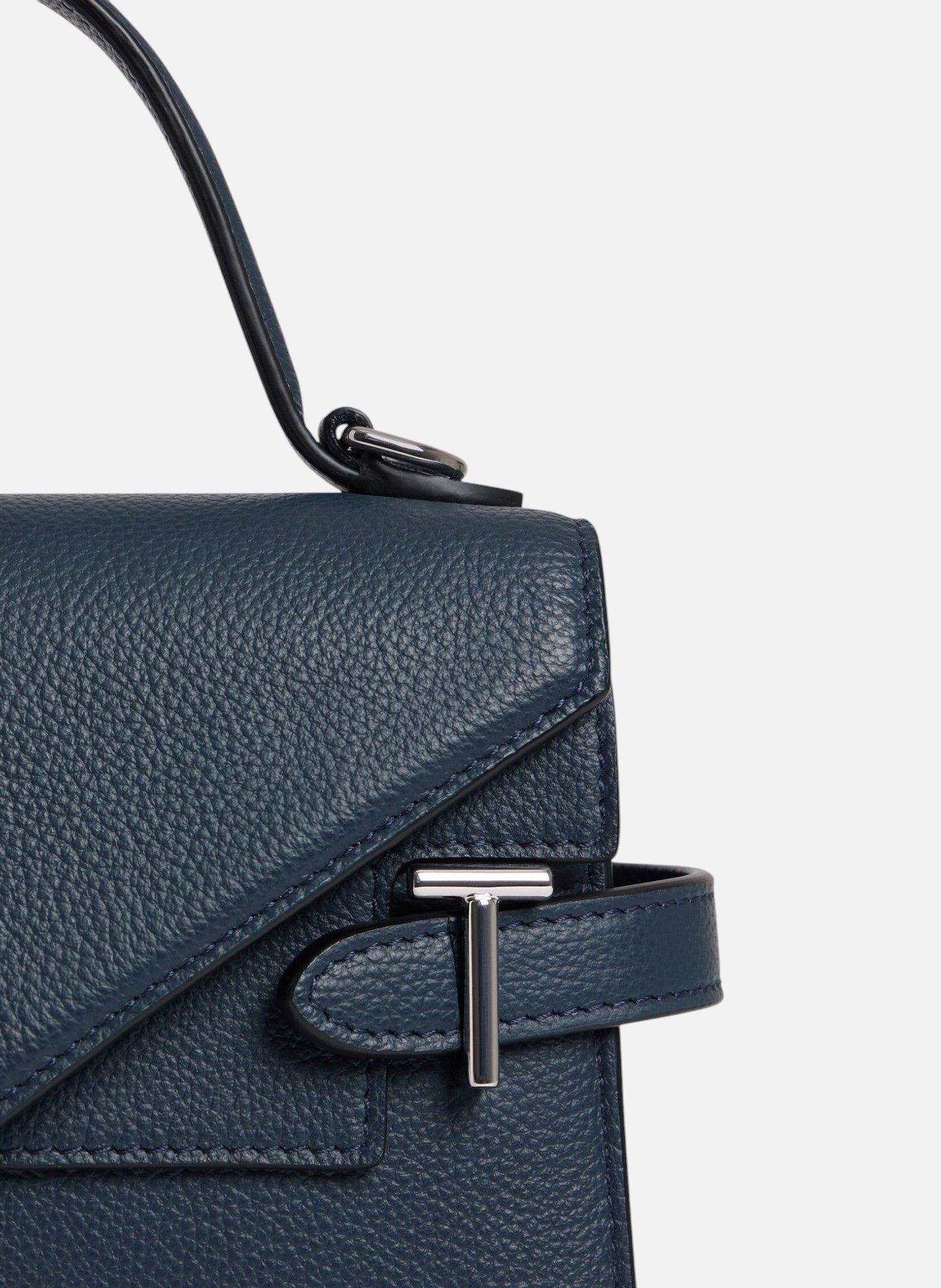 Petit sac à main double rabat emilie en cuir grainé LE TANNEUR Bleu