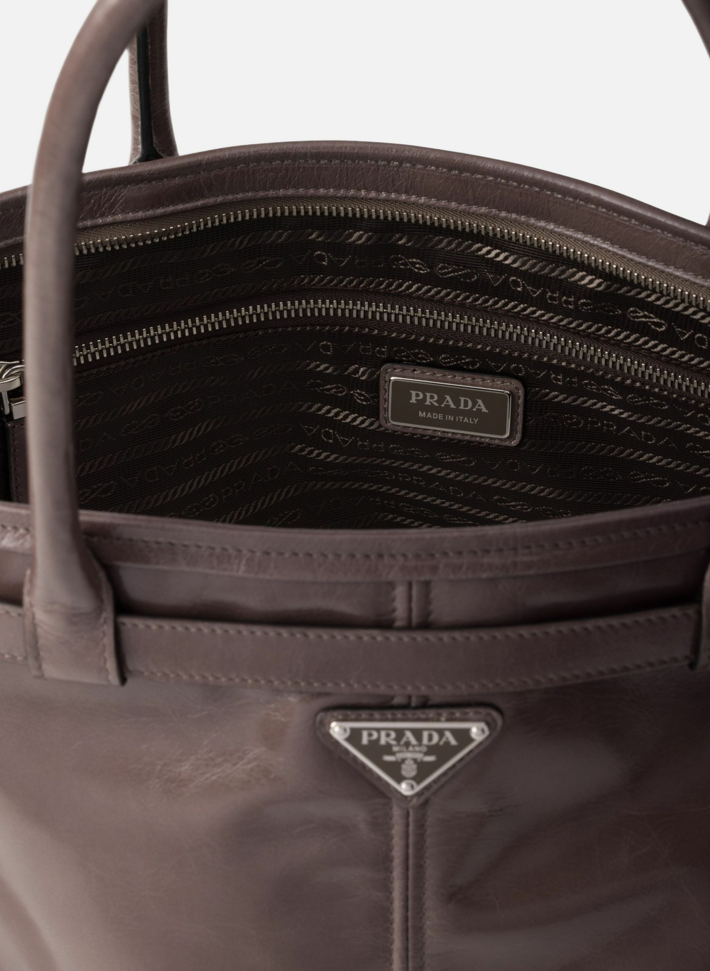Cabas prada bonnie en cuir PRADA Gris