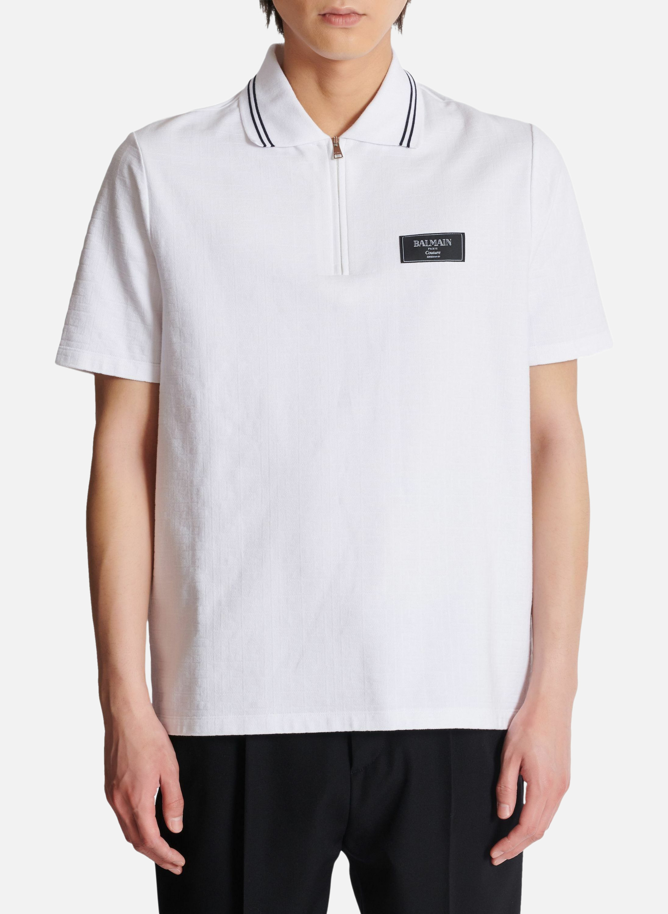 Polo monogrammé à étiquette balmain couture BALMAIN Blanc