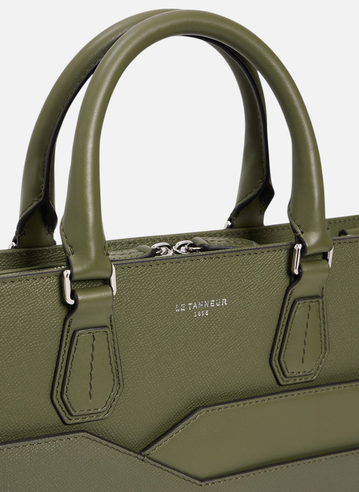 Porte documents slim 15" gaston en cuir grain croisé LE TANNEUR Vert