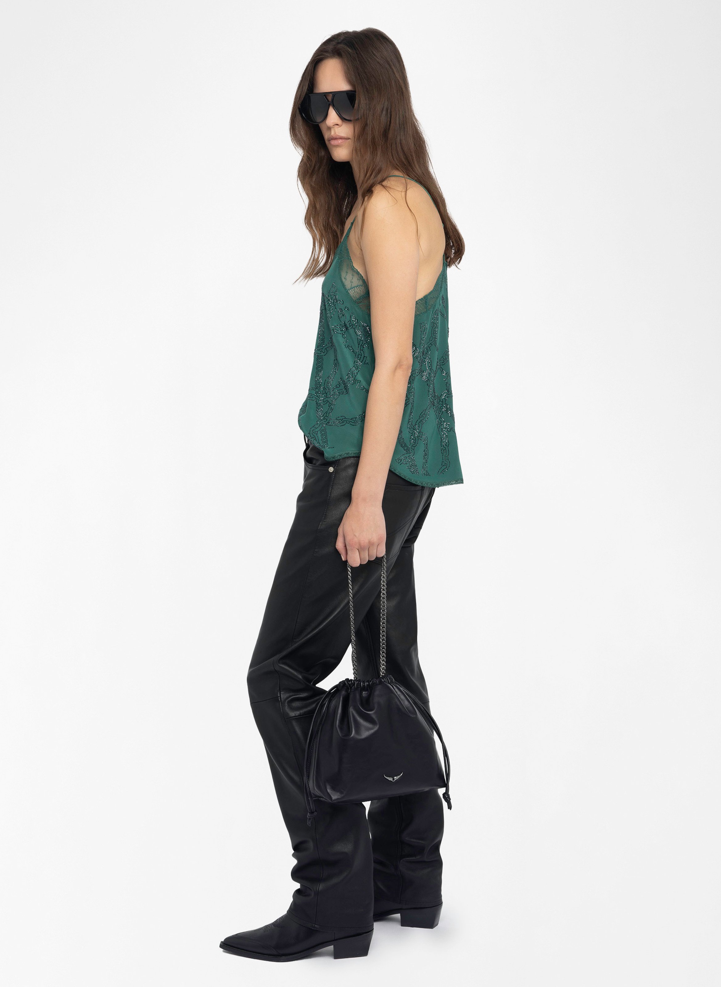 Caraco col v en soie christy ZADIG&VOLTAIRE Vert