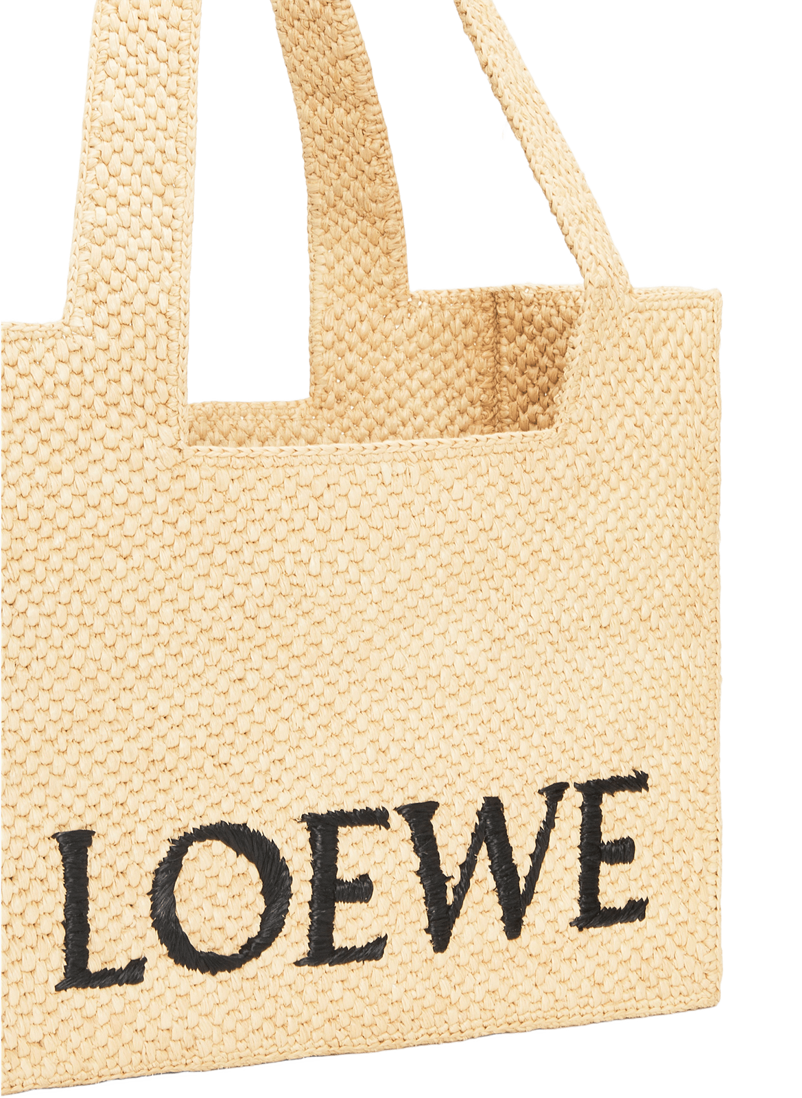 LOEWE Font Tote moyen en raphia et cuir LOEWE Beige