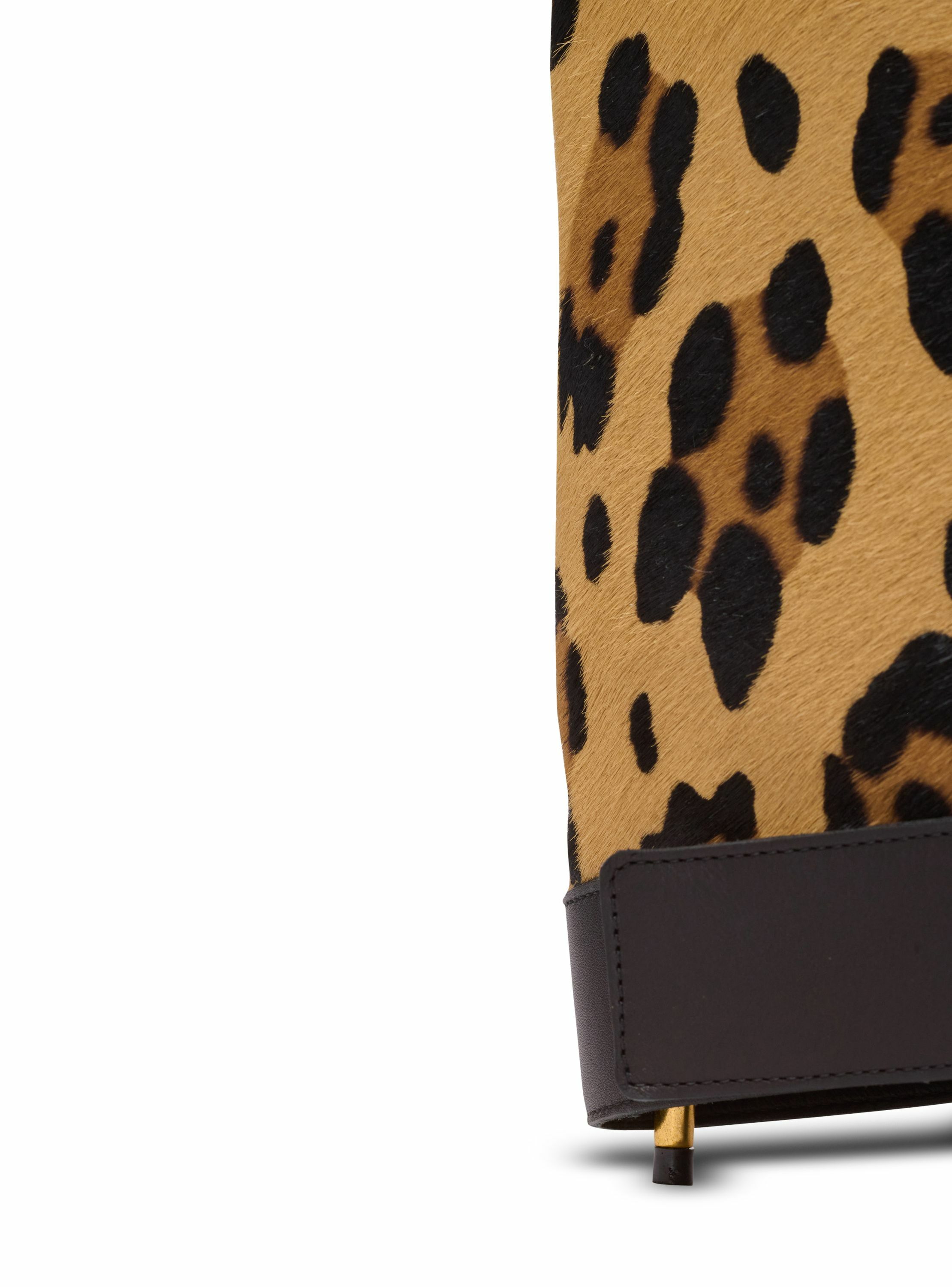 Bottes anthem en cuir imprimé motif léopard BALMAIN Marron